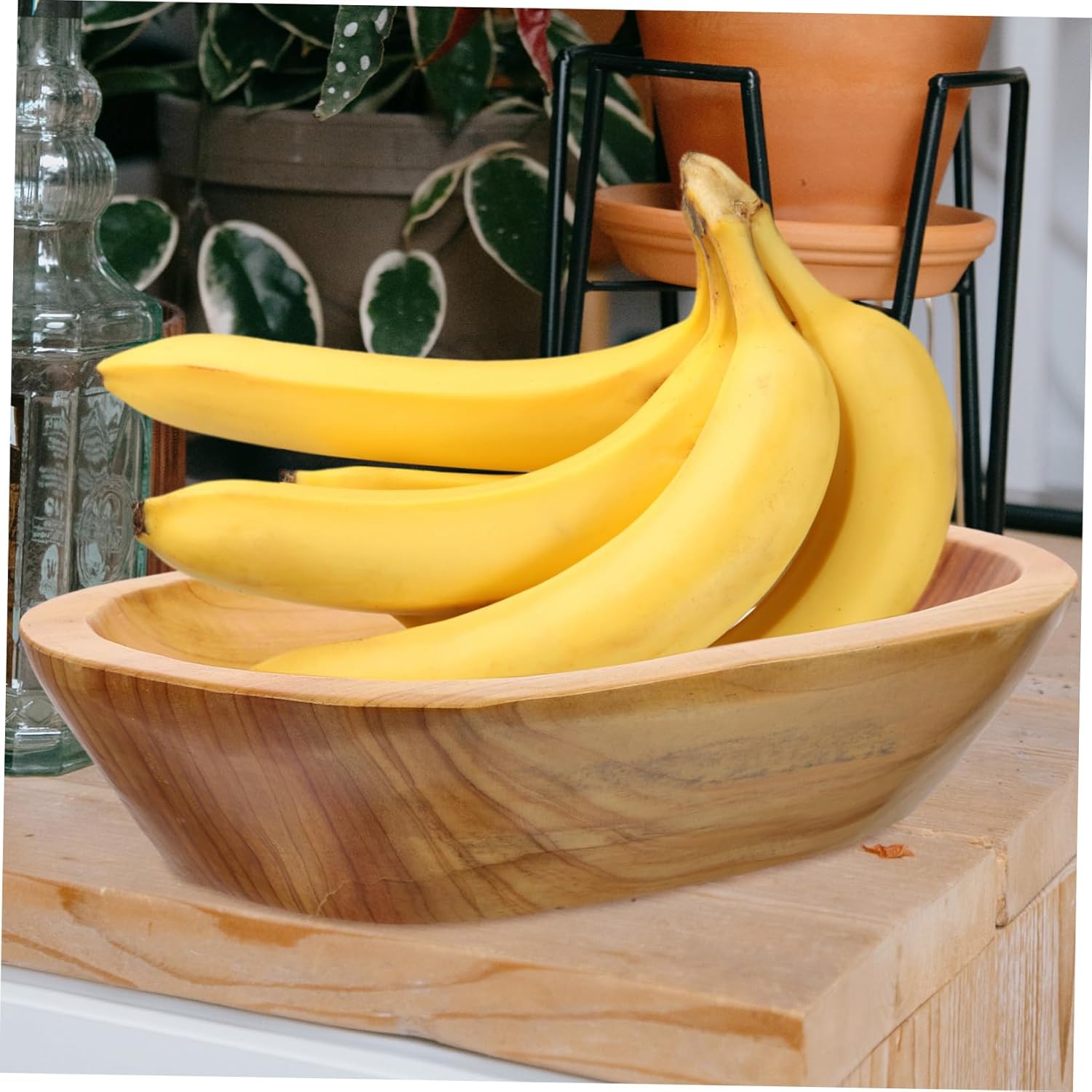 TIDTALEO Bandejas de comida de decoración de madera Bandeja de fruta Tazón de pan de madera Bandeja pequeña Bandeja de madera Frutero de madera