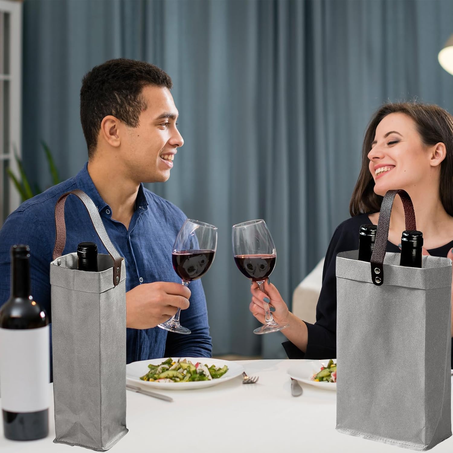 2 bolsas de vino reutilizables para botellas de vino, regalos para cumpleaños, bodas, fiestas de picnic, Navidad