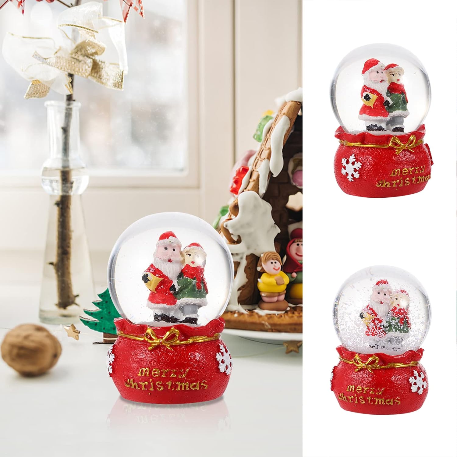 Gadpiparty Globo de nieve de Papá Noel, globo de nieve de Navidad, globo de agua de cristal, muñeco de nieve, bola de cristal, bola de nieve, globo