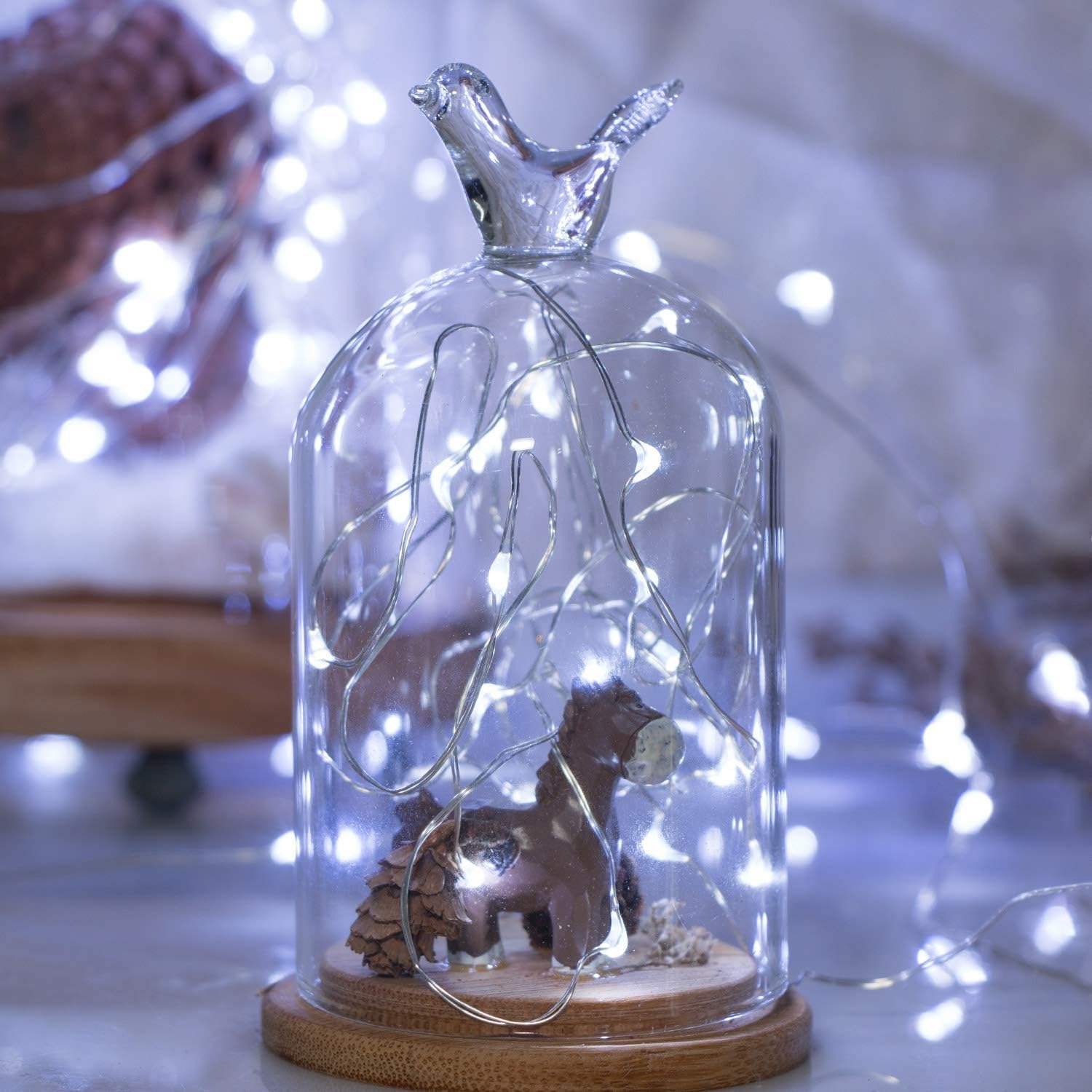 100 guirnaldas de luces LED de 32 pies de tipo luciérnaga, luces estrelladas impermeables en alambre de cobre recubierto de plata, perfecto para
