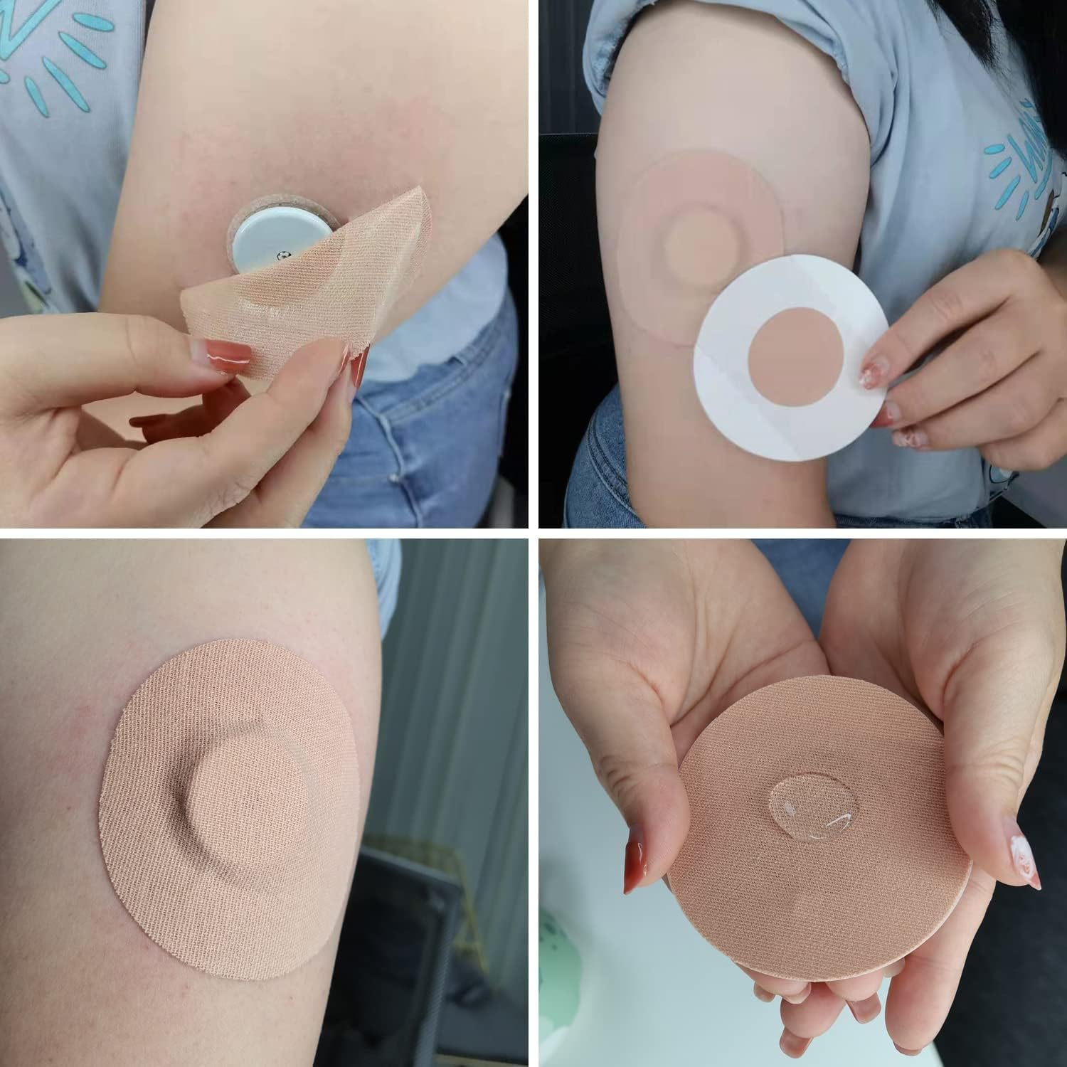 Paquete de 30 parches adhesivos impermeables para Freestyle Libre 23 cubiertas de sensor precortadas Carne Parches CGM flexibles sin pegamento en el
