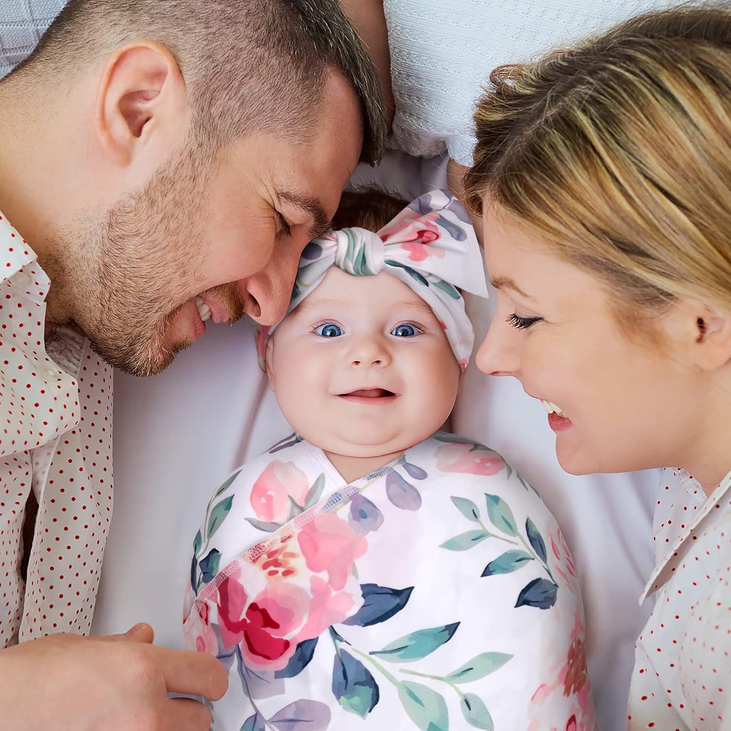Manta para recién nacido, suave conjunto de gorro y diadema para bebé, manta elástica para recién nacido, regalo de baby shower para niñas y niños,