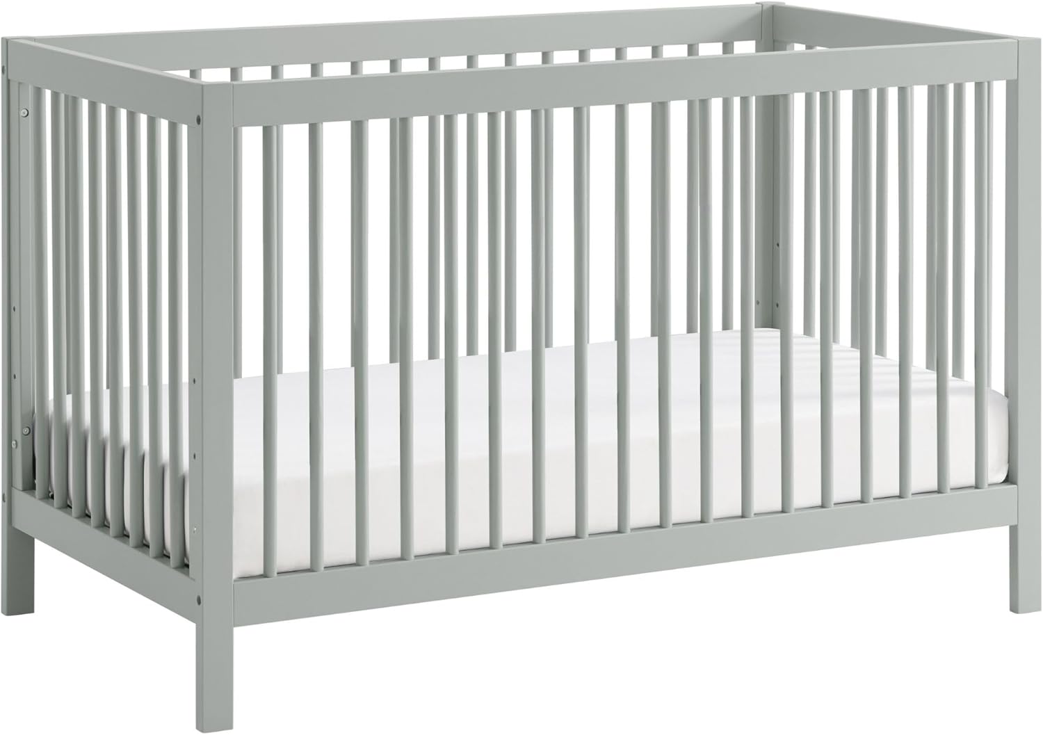 Oxford Baby Essentials Island Cuna convertible 4 en 1 de tamaño matrimonial con husillos redondos, gris