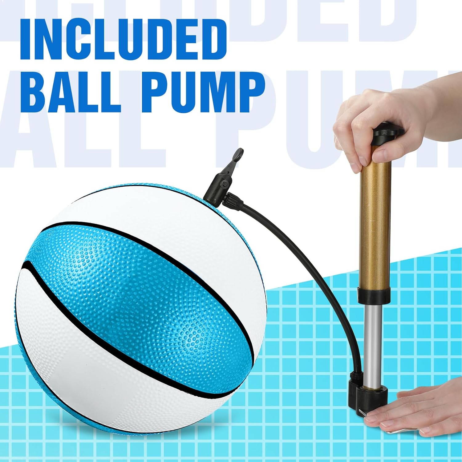 Jenaai Paquete de 6 unidades de baloncesto para piscina de agua de 9 pulgadas con bomba para piscina, aro de baloncesto, impermeable, para piscina,