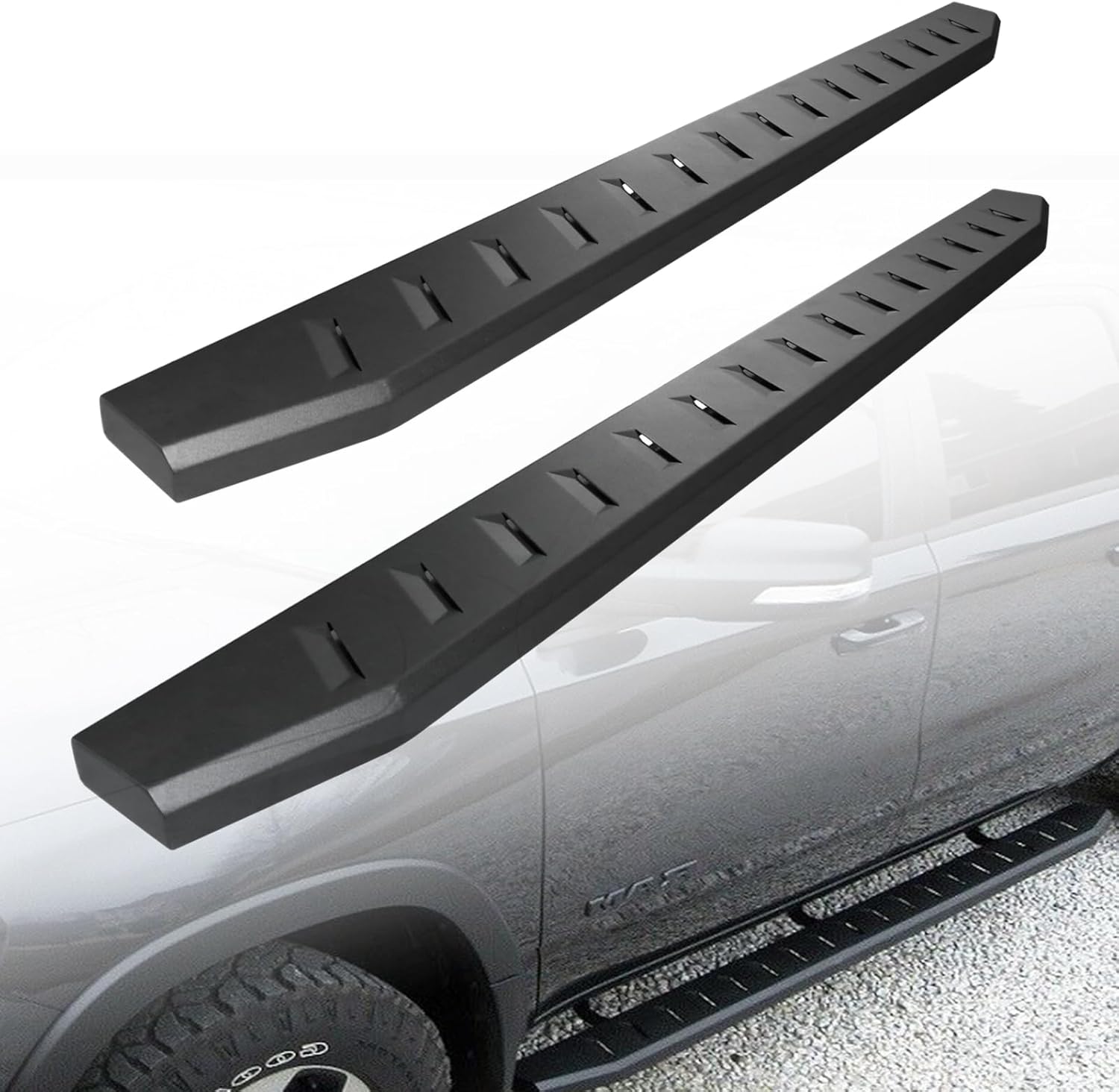 3STONZ Estribos de 6 pulgadas compatibles con Dodge Ram 1500 2019-2024 New Body Quad Cab (no compatible con Ram Classic), barra Nerf con escalón