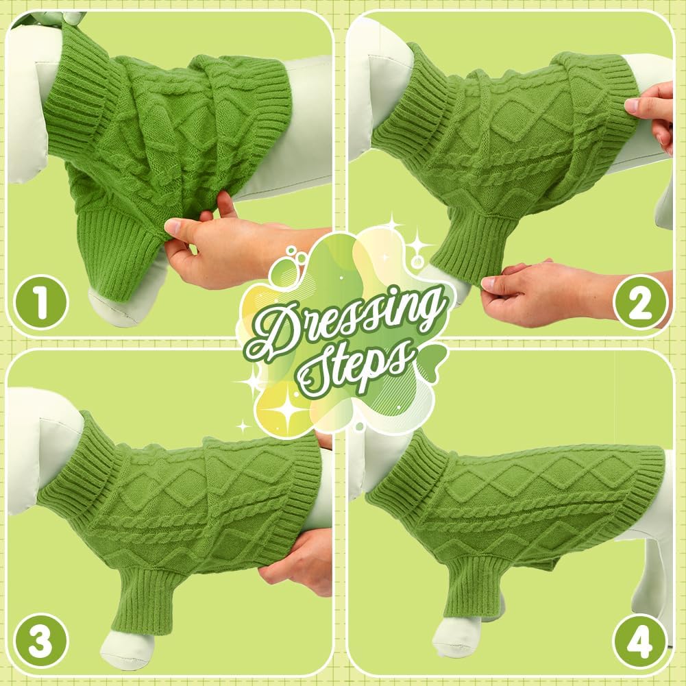 EMUST Ropa para perros pequeños, suéter de otoño e invierno con mangas largas, suéter sólido y cálido para mascotas, suéter de cuello alto XL,