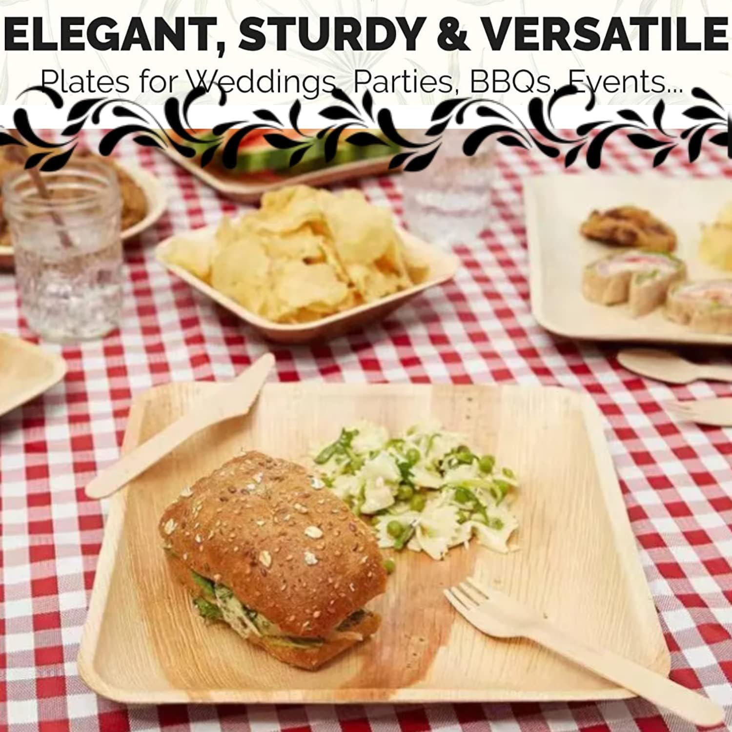 My Sanctuary – Paquete de 20 platos de bambú de 8 pulgadas, platos compostables y biodegradables, alternativa ecológica a los platos de bambú,