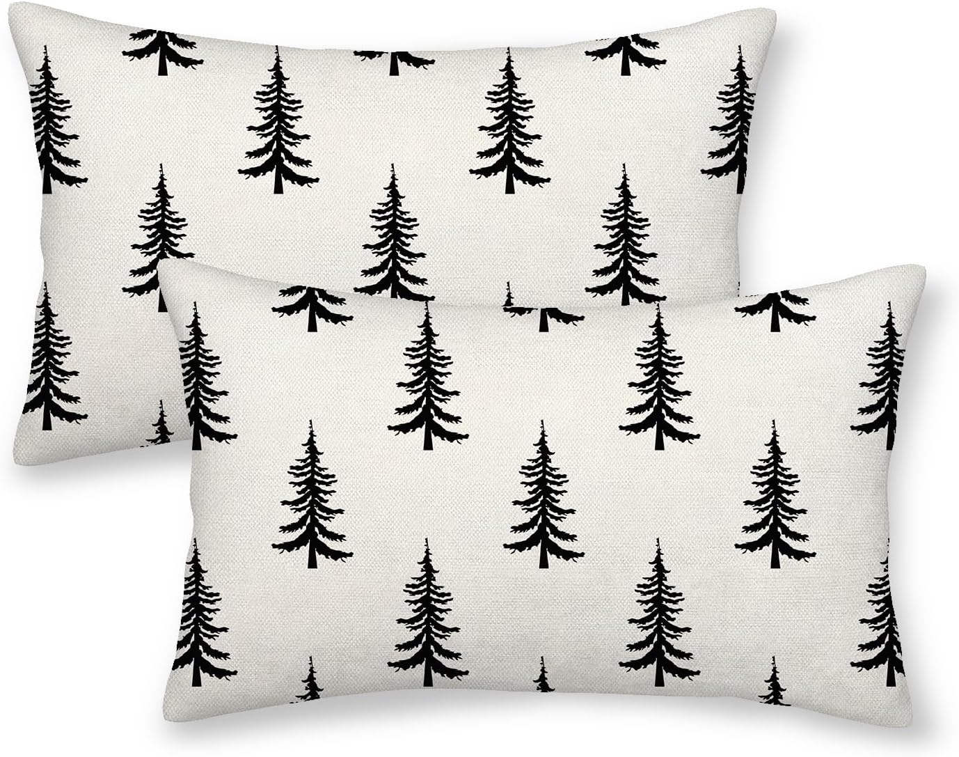 CXMEIFLY Juego de 2 fundas de almohada de Navidad de 12 x 20 pulgadas  12.0 x 20.0 in., color blanco y negro para decoración de árbol de Navidad,