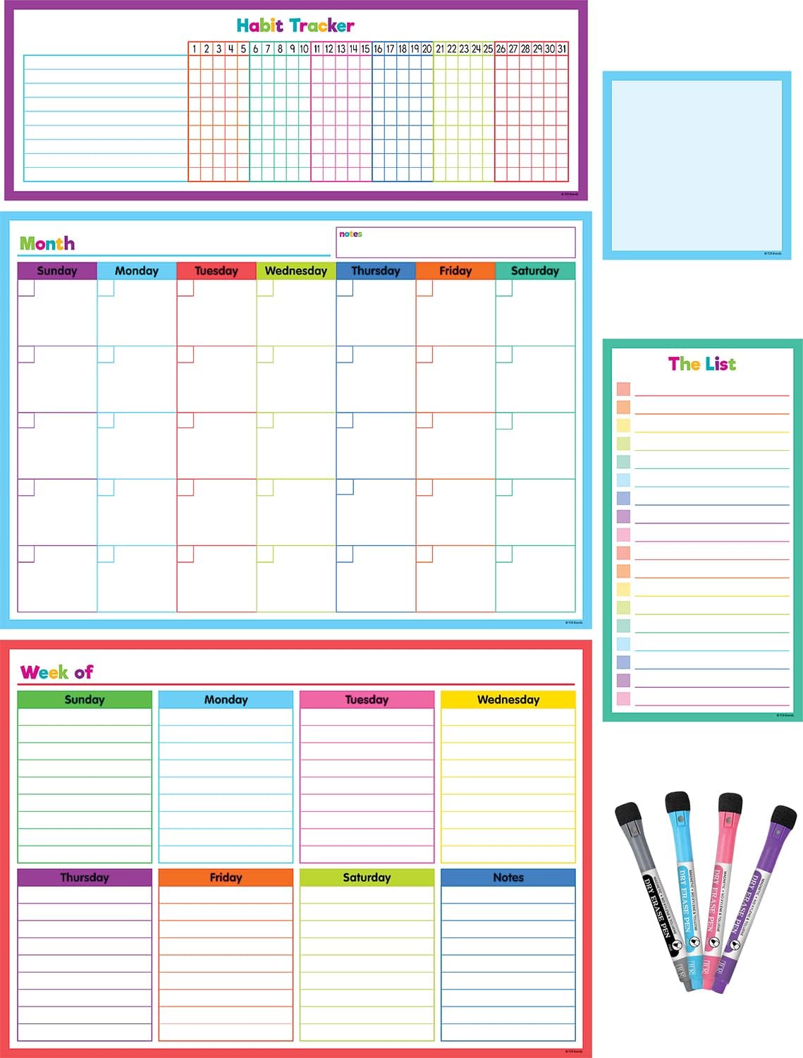 Juego de calendario magnético colorido de borrado en seco