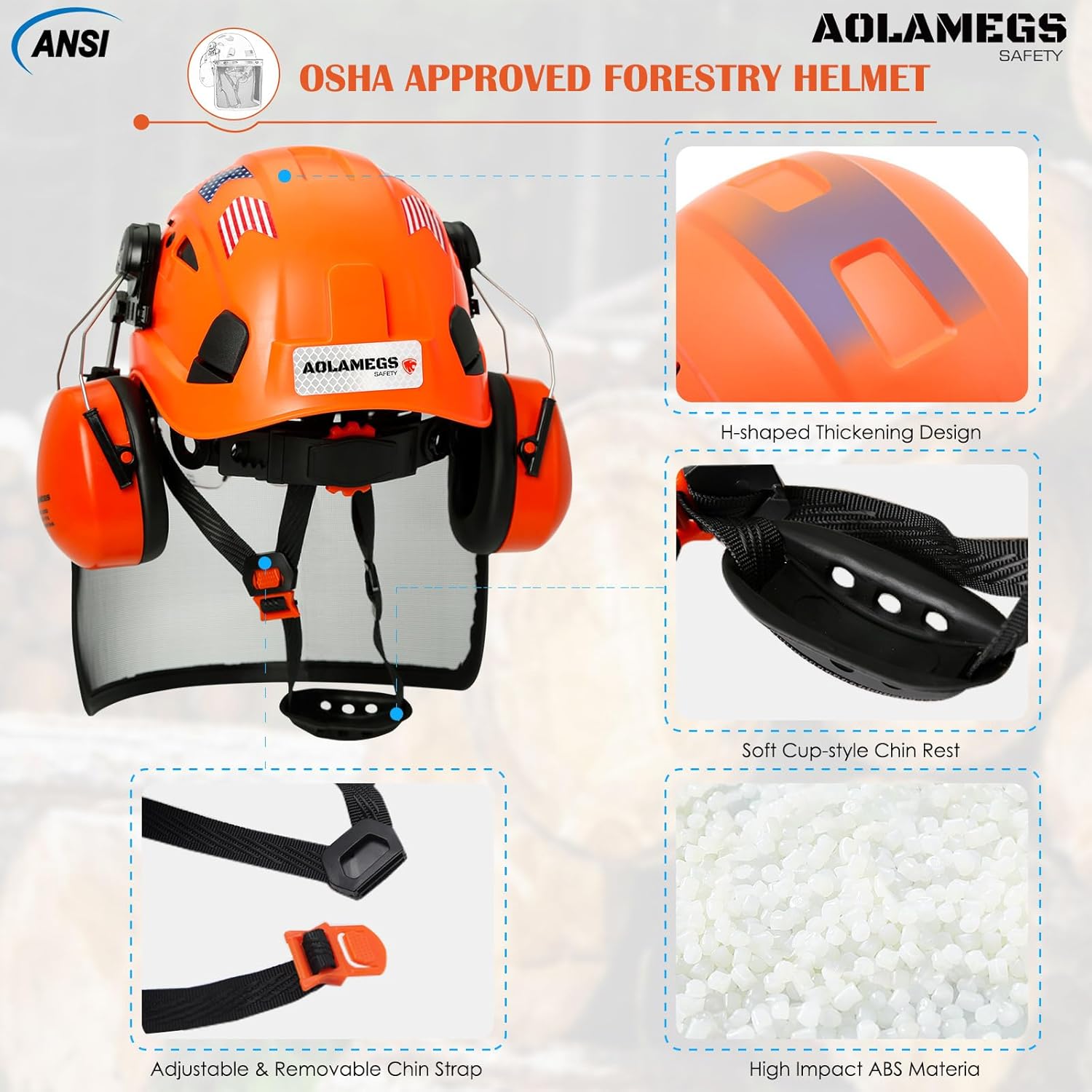 Casco de motosierra con protector facial, orejeras y visera interior, casco de arborista aprobado por la OSHA, casco de seguridad forestal