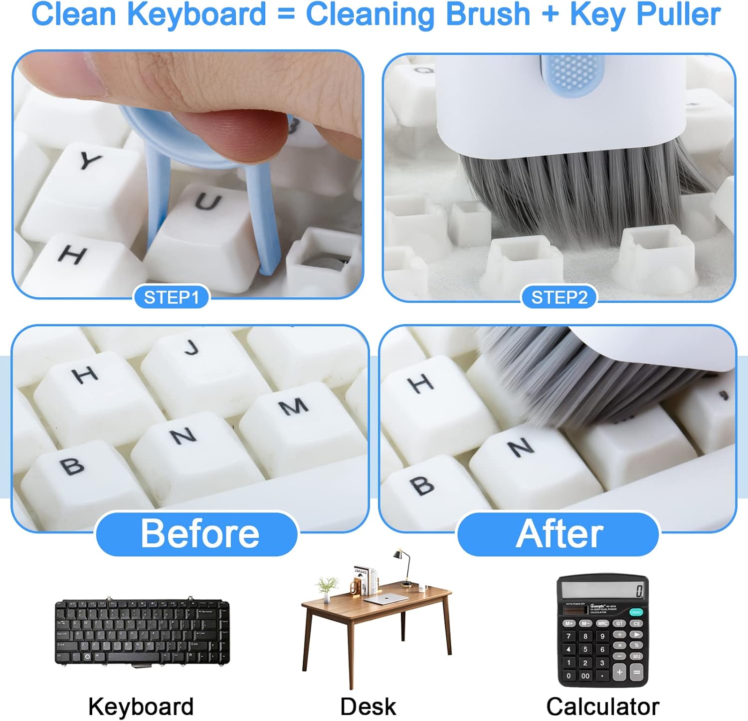 Kit de cepillo limpiador de teclado para pantalla de teléfono portátil para iPhone, iPad, MacBook, PC, computadora DauMeiQH 7 en 1, herramienta de