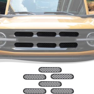 Voodonala Cubierta decorativa de malla para Ford Bronco 2 y 4 puertas 2021-2023 (ABS, 6 unidades, negro mate) Voodonala Cubierta decorativa de malla para Ford Bronco 2 y 4 puertas 2021-2023 (ABS, 6 unidades, negro mate)
