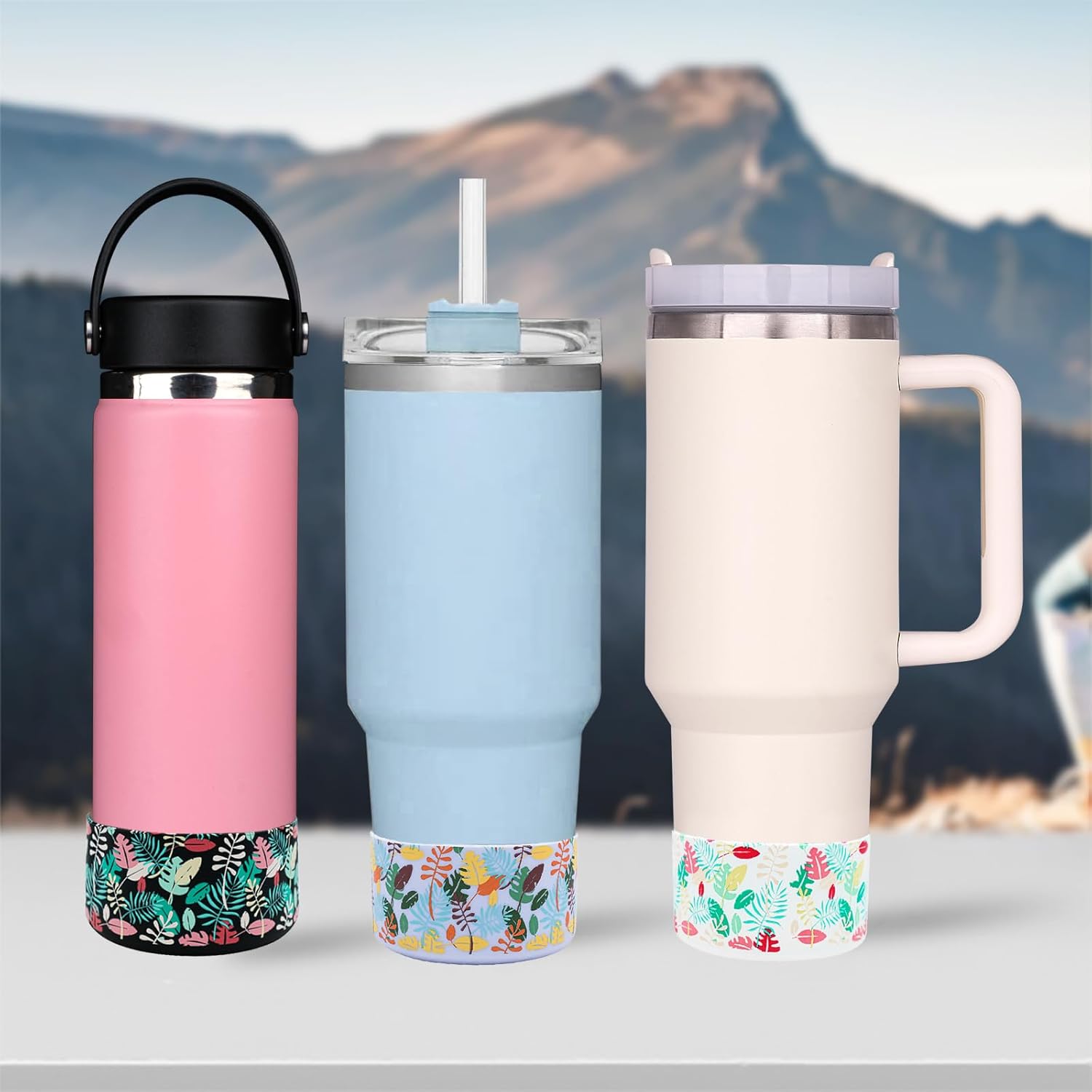 HEYSKAY Base protectora de silicona para funda de maletero de 12 a 40 onzas para vaso Stanley Hydro Flask, Yeti, Simple Modern, accesorios para