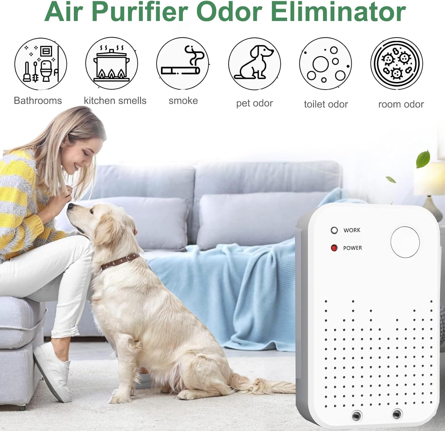 Purificador de aire enchufable, ionizador de aire para el hogar, generador de iones negativos, filtro de aire portátil para olor, humo, polvo,