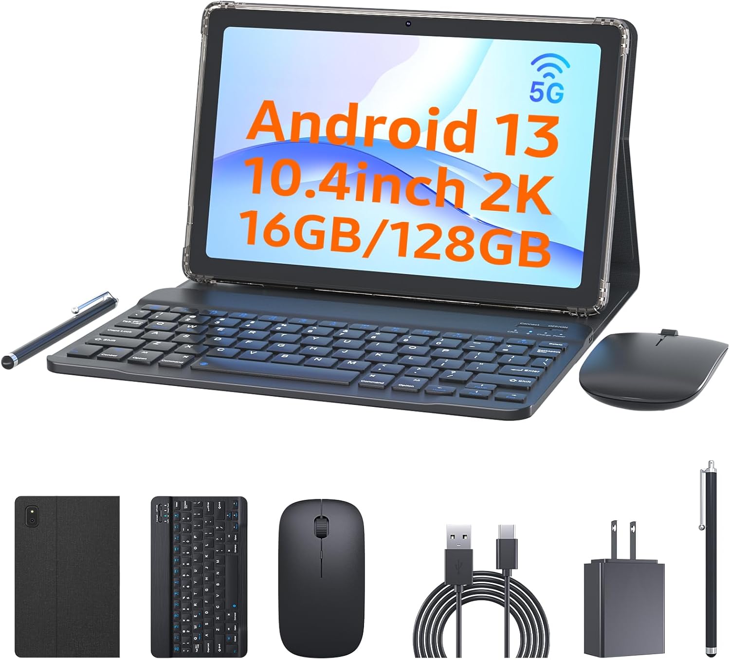 10.4 pulgadas Tablet Android 13 Tablet con funda de teclado Mouse Stylus 2 en 1 Tablets Set 16GB+128GB 1TB Tableta PC expandible 10.4 “2K HD