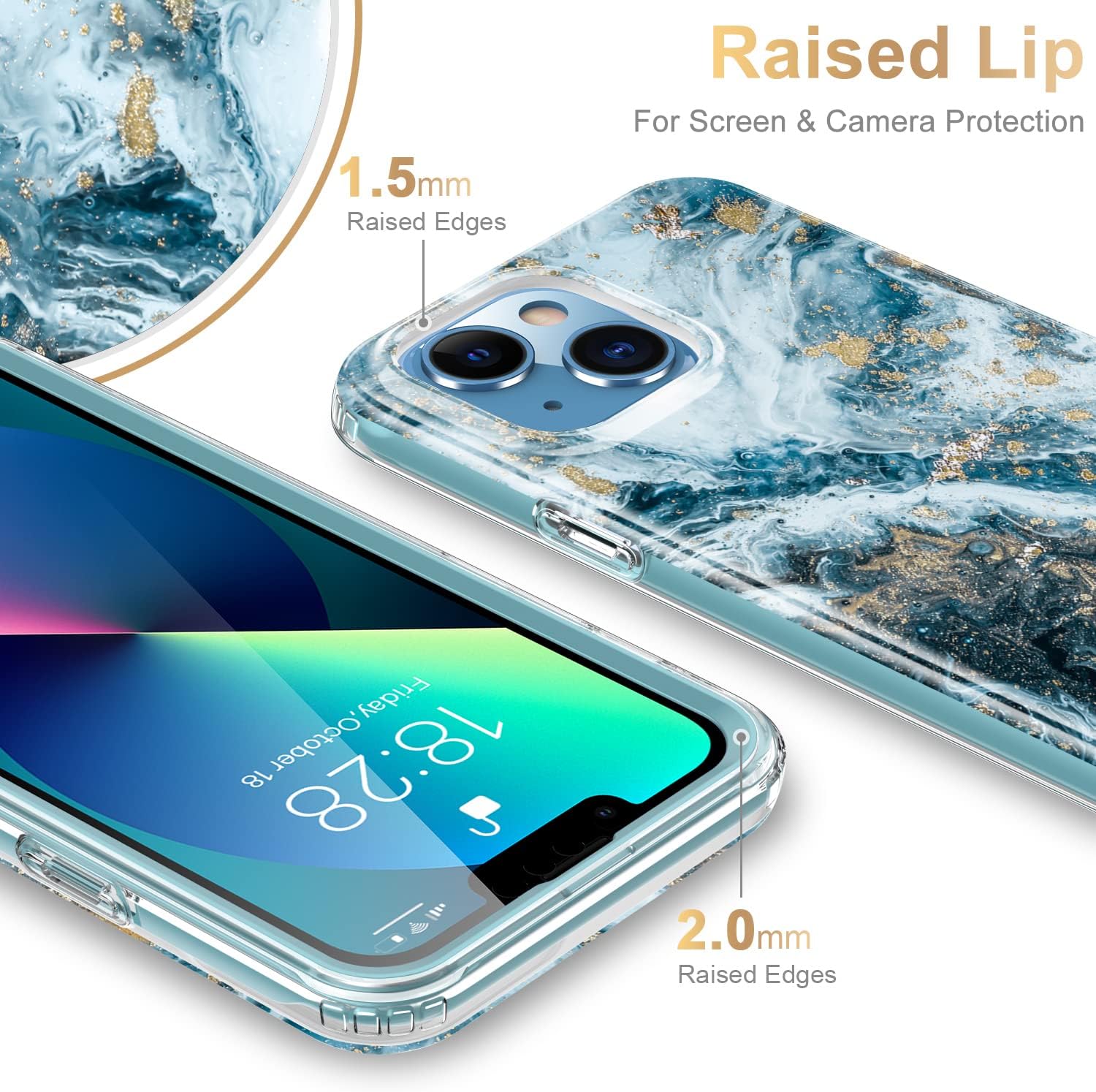 ESDOT Funda para iPhone 13 Mini con protector de pantalla integrado, funda resistente de grado militar con diseños de moda para mujeres y niñas,