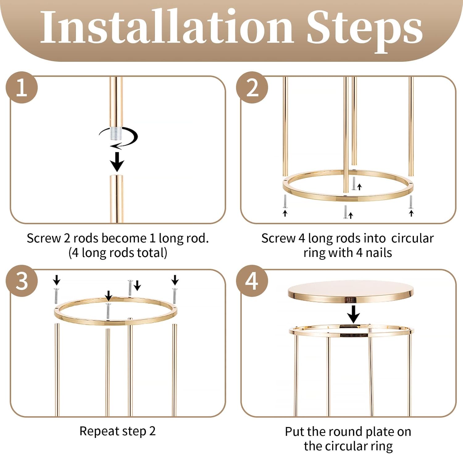 Sziqiqi Centros de mesa de boda de columna de metal dorado para mesas con platos, decoración de boda de 2 pies para ceremonia, arreglos geométricos