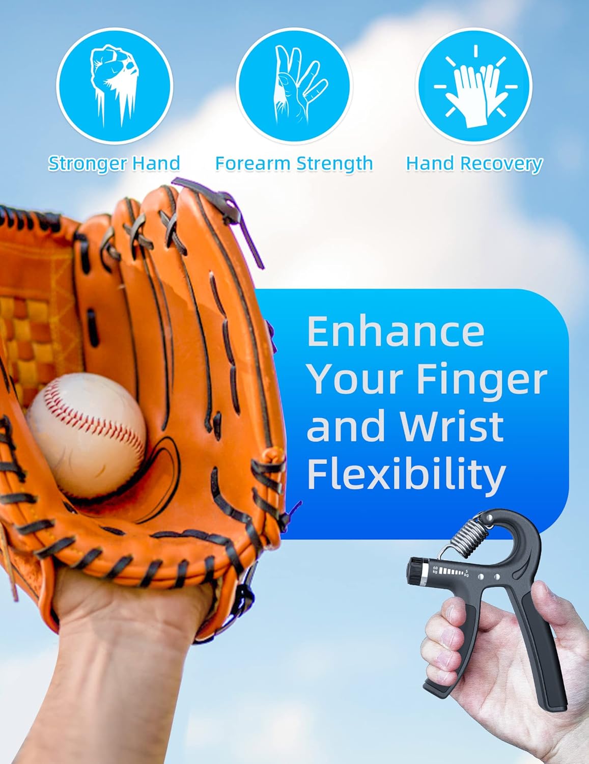 Longang Fortalecedor de agarre de mano con resistencia ajustable, fortalecedor de muñeca, agarre de antebrazo, exprimidor de entrenamiento de mano,
