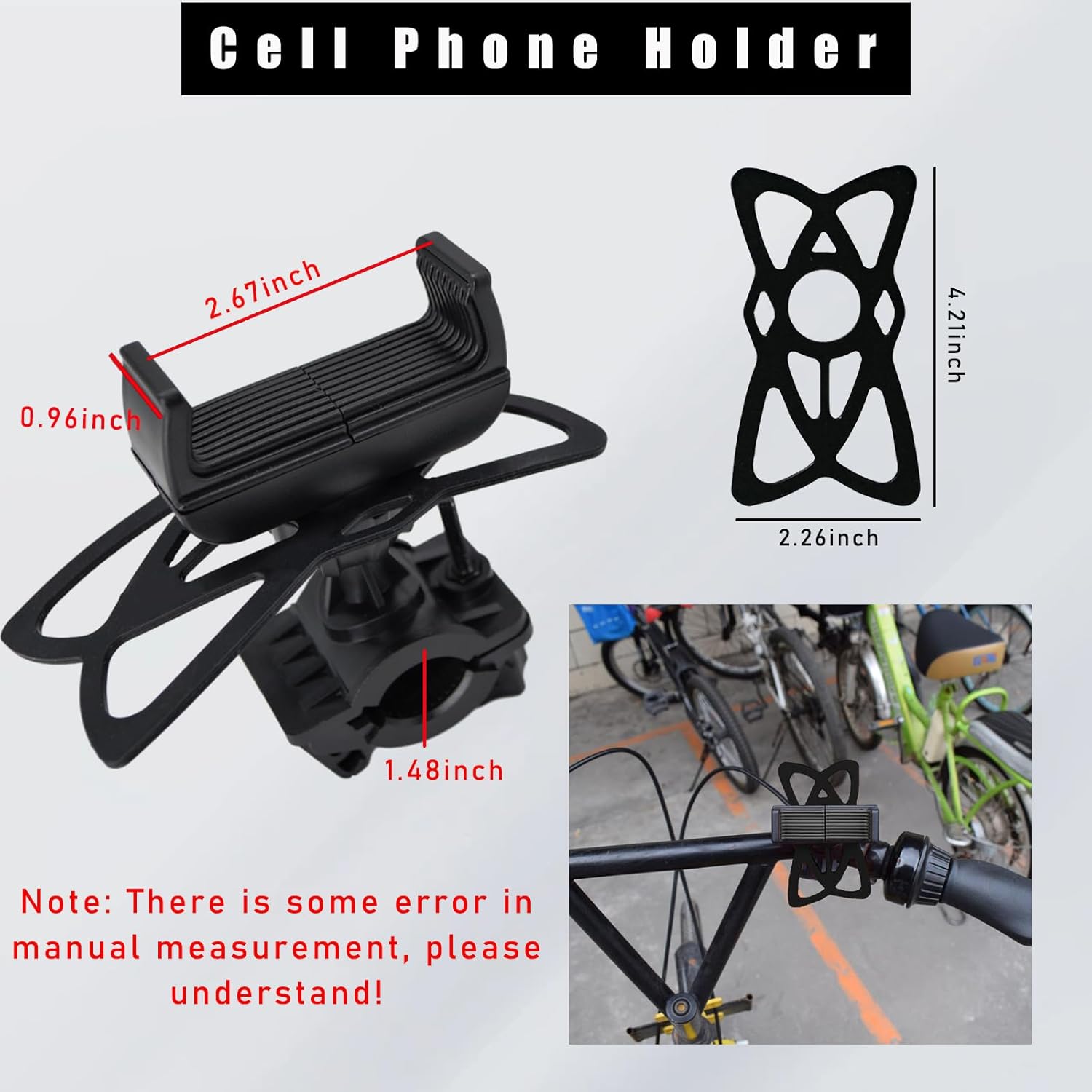 Soporte de teléfono para bicicleta, soporte de motocicleta ajustable giratorio de 360, soporte universal antivibraciones para teléfono celular,