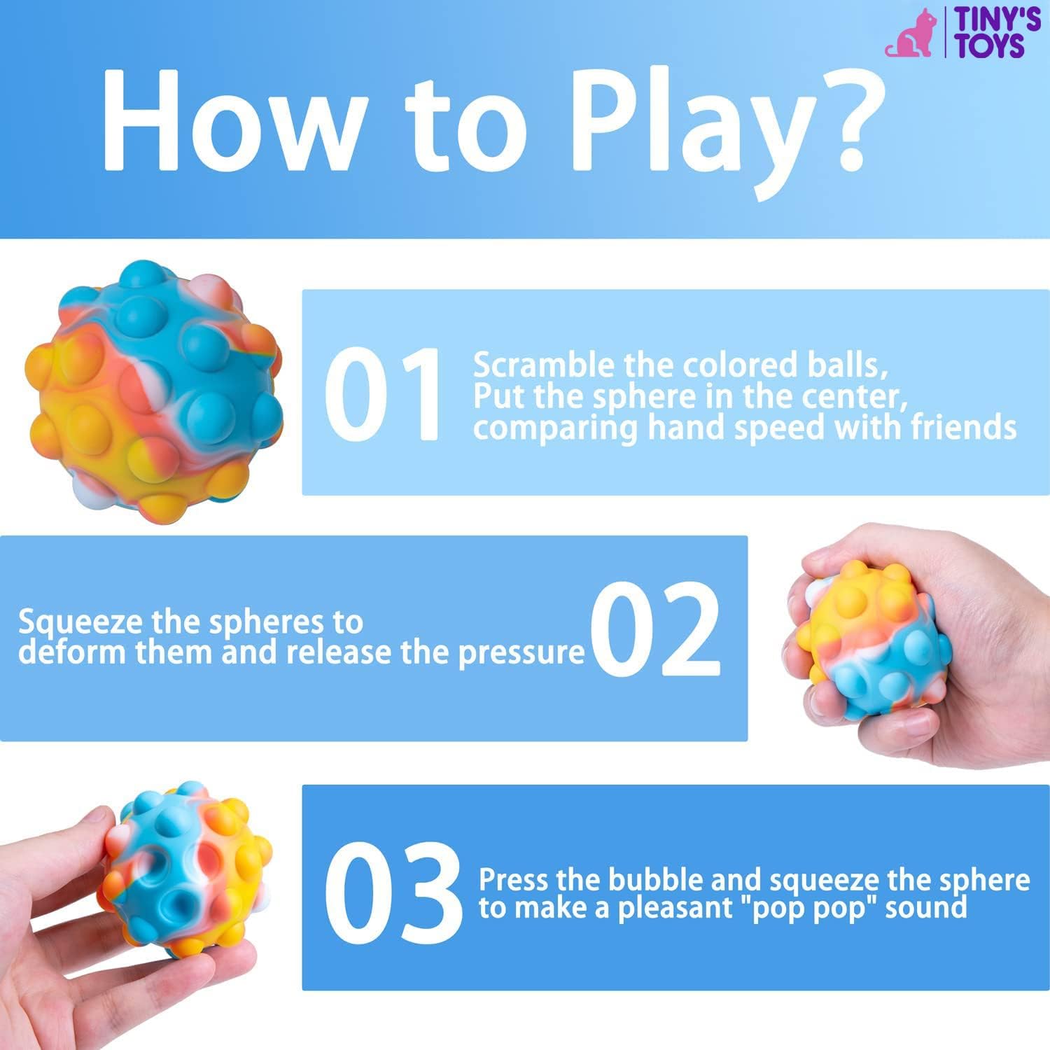 Tiny’s Toys Juguete sensorial grande con burbujas emergentes para aliviar el estrés, la ansiedad y el aburrimiento, diversión para niños, niñas y