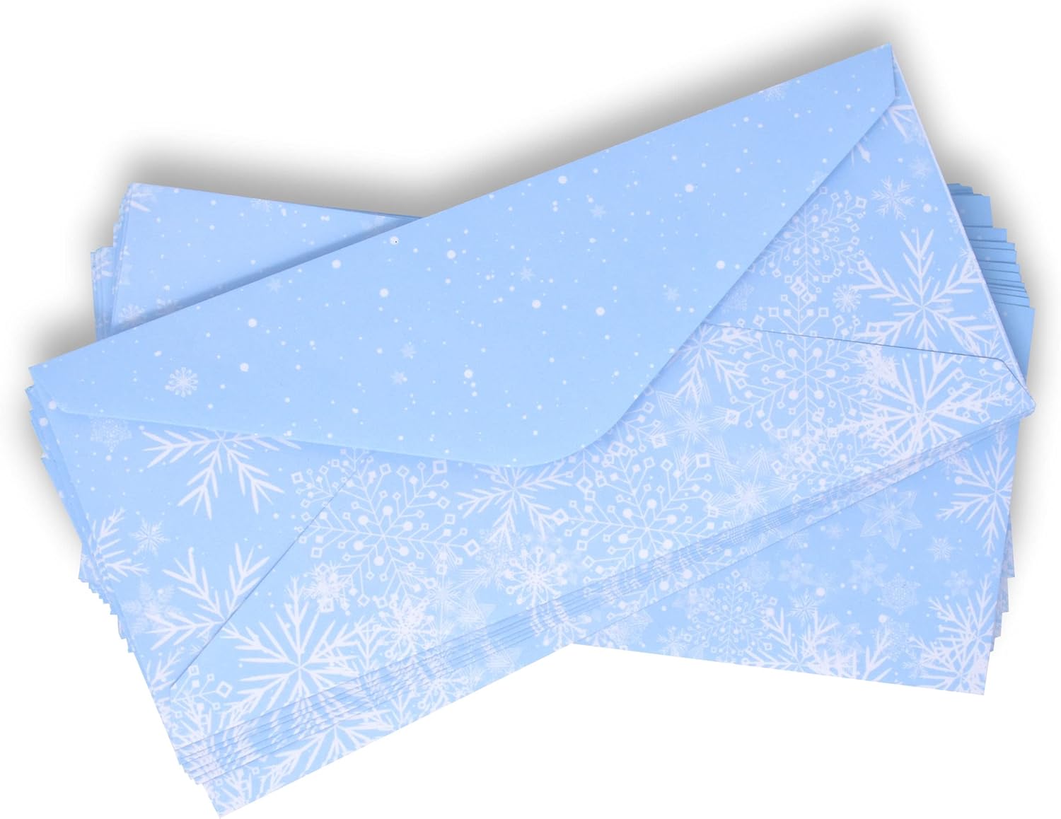 120 sobres de copo de nieve de Navidad #10 Holiday Blue Winter Snowflakes sobre invitaciones carta estándar cierre de sello de pegamento para boda,