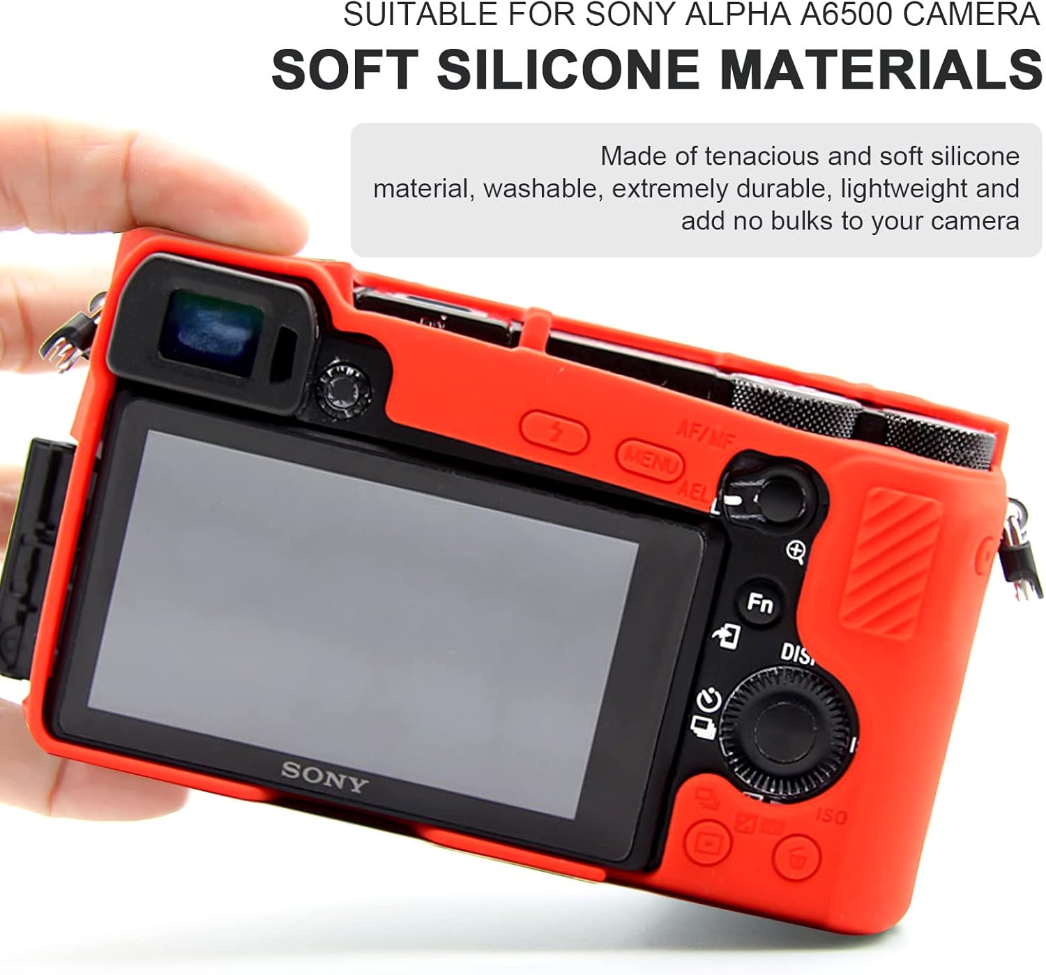 Easy Hood Funda para cámara digital Sony Alpha A6500 ILCE-6500, carcasa de silicona suave antiarañazos, cubierta protectora de piel (rojo)
