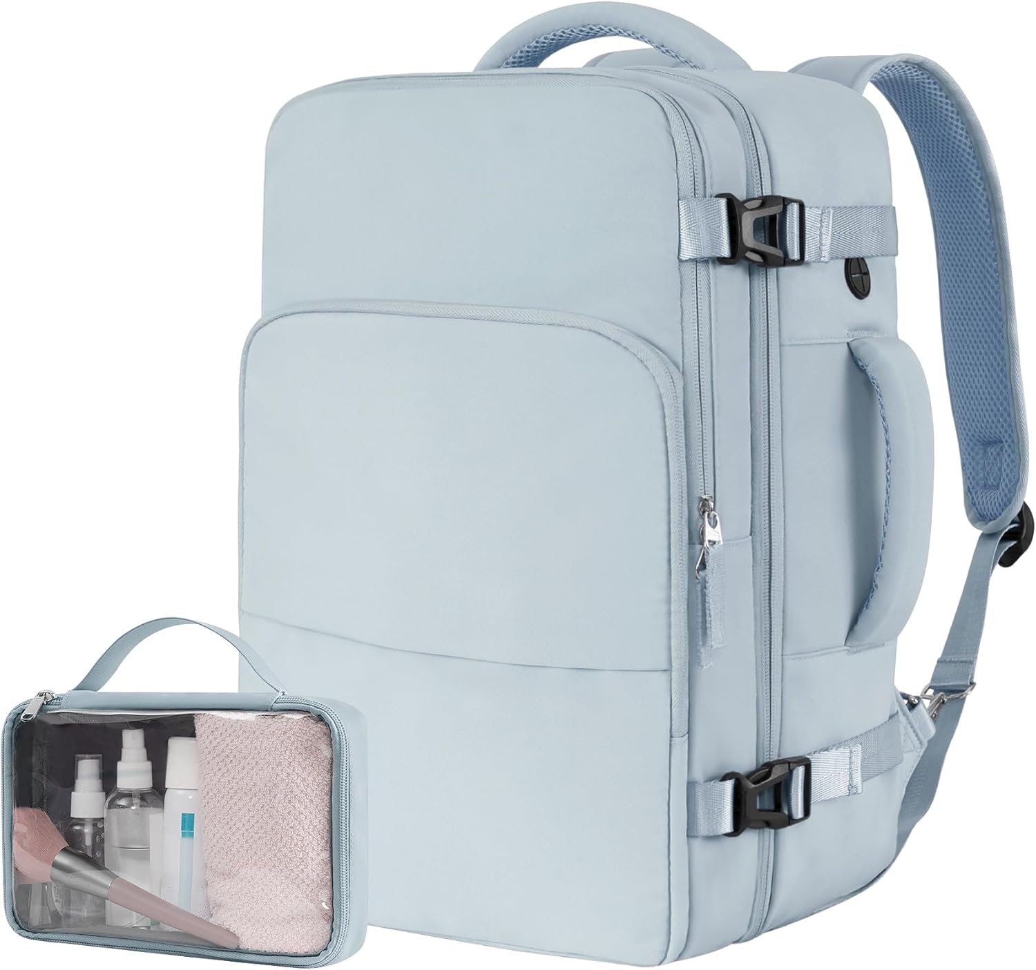 Mochila de viaje para hombres y mujeres, mochila de transporte aprobada por aerolíneas, mochila para portátil de 16 pulgadas, Azulclaro