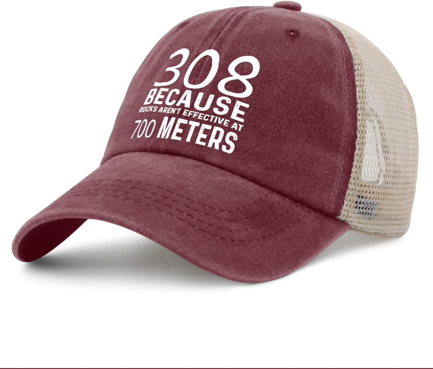Dad Hat 308 Because Rocks Not Effective at 700 Meters Trucker Hat Men Gorra de malla vintage para verano