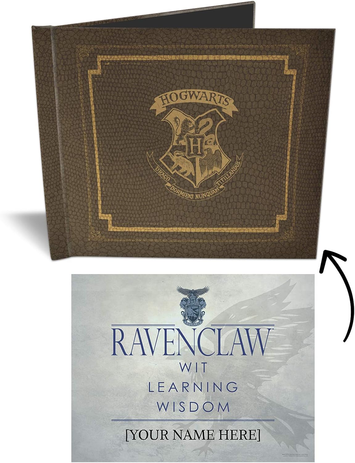 Harry Potter  Cresta personalizada de Hogwarts  Ravenclaw  Contiene certificado de clasificar sombrero  Tapa coleccionable de cuaderno de bocetos