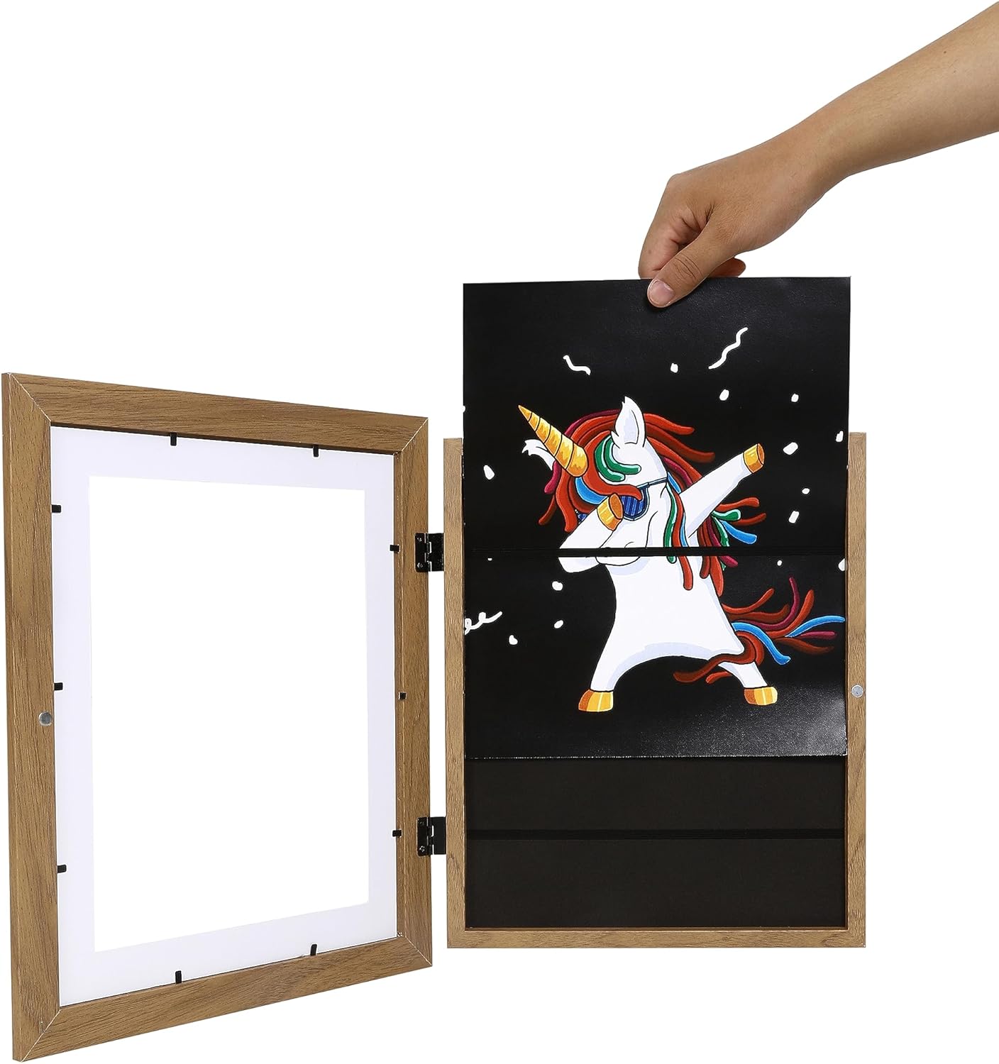 FrameWorks Paquete de 2 marcos de arte de madera de roble claro de 10 x 12.5 pulgadas para niños, marcos para obras de arte infantiles con bordes de