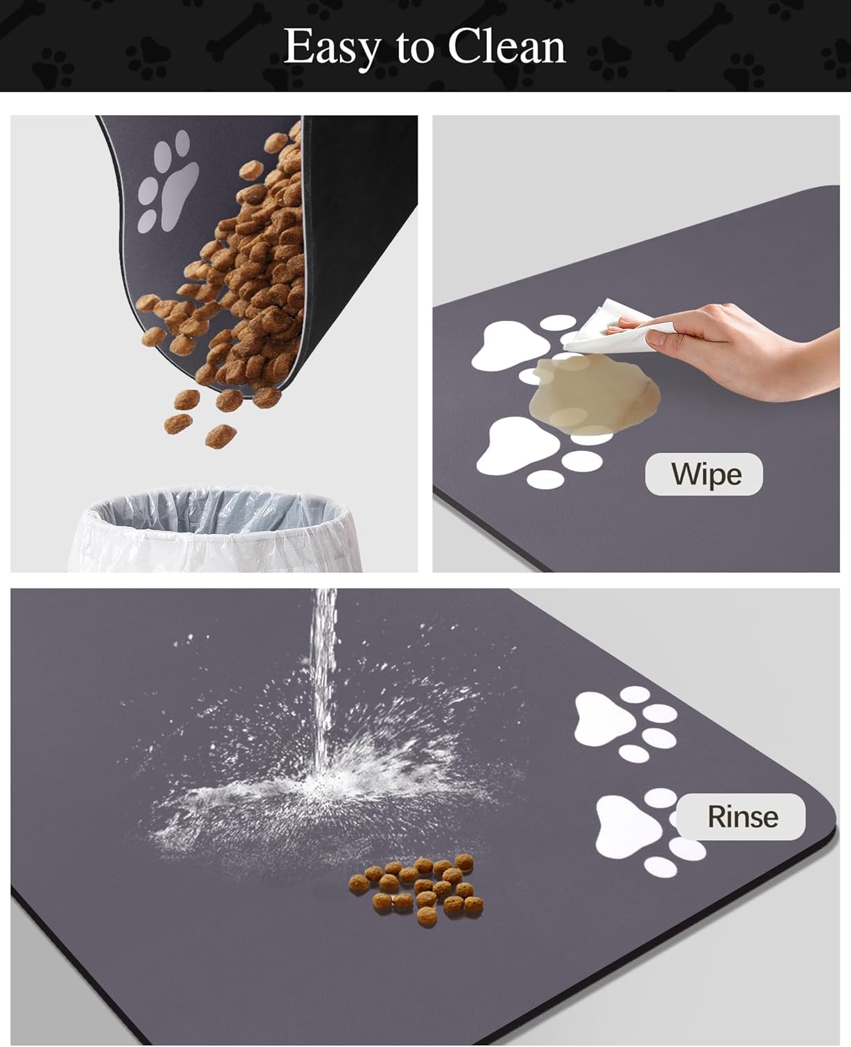 Tapete absorbente de comida para mascotas, fácil de limpiar, para alimentos y agua, no mancha, tapete para proteger el suelo, tapete antideslizante