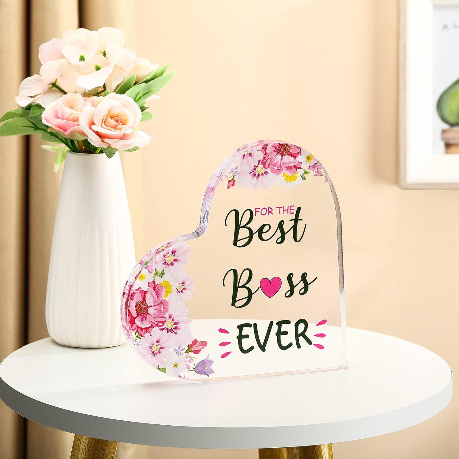 Regalos de corazón de acrílico para mujeres, los mejores regalos para jefes, el mejor jefe de la historia, para el día del jefe, cumpleaños,