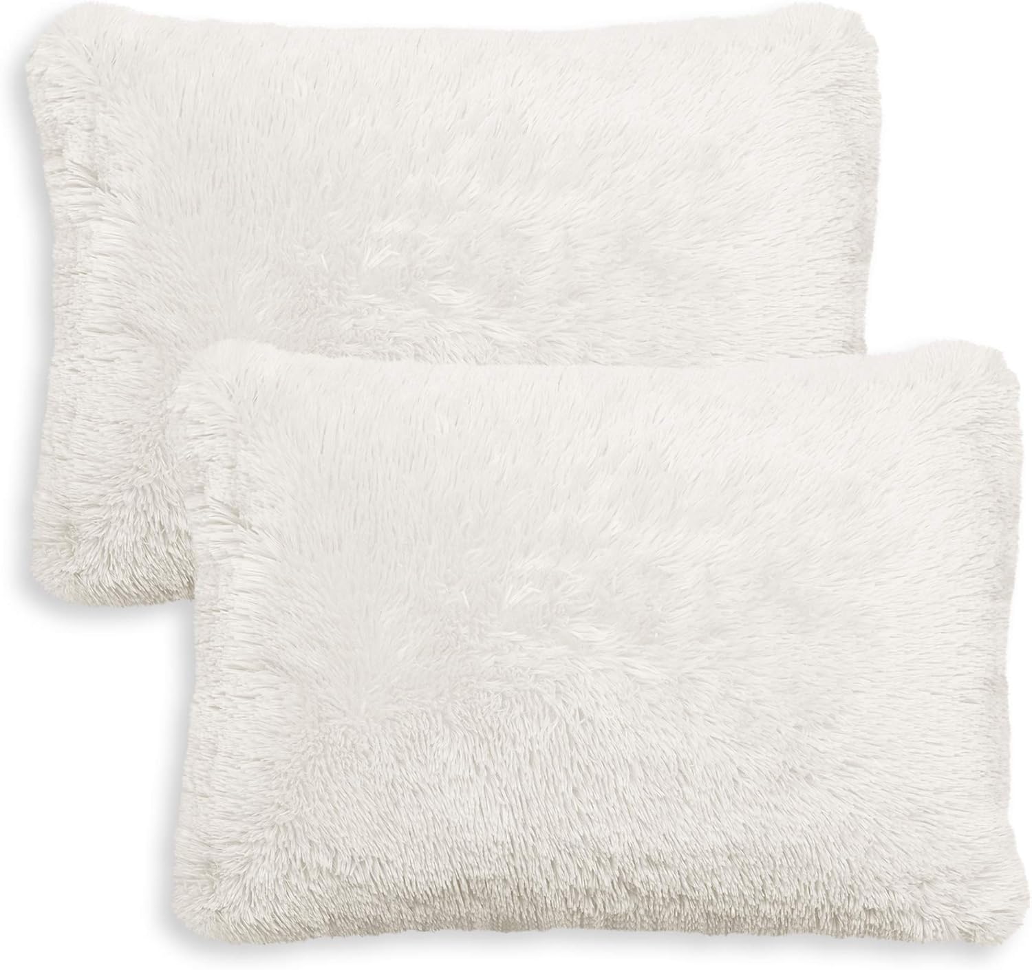 Sweet Jojo Designs – Juego de 2 fundas de almohada de felpa de piel sintética de color blanco hueso, color crema, tamaño Queen, color marfil, suave,