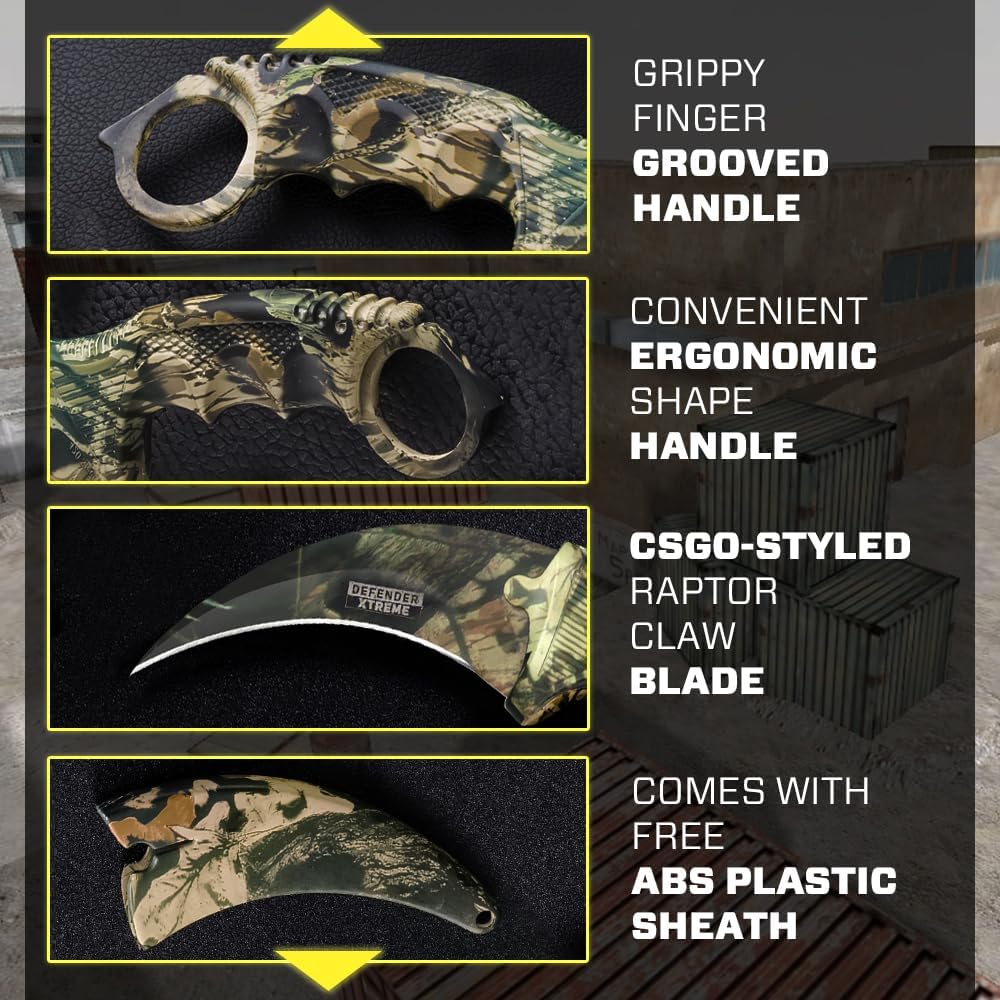 Cuchillo Karambit  Cuchillo de hoja fija  Cuchillos Karambit  Cuchillos CSGO Raptor Claw  El mejor Carambit de combate para caza, camping,