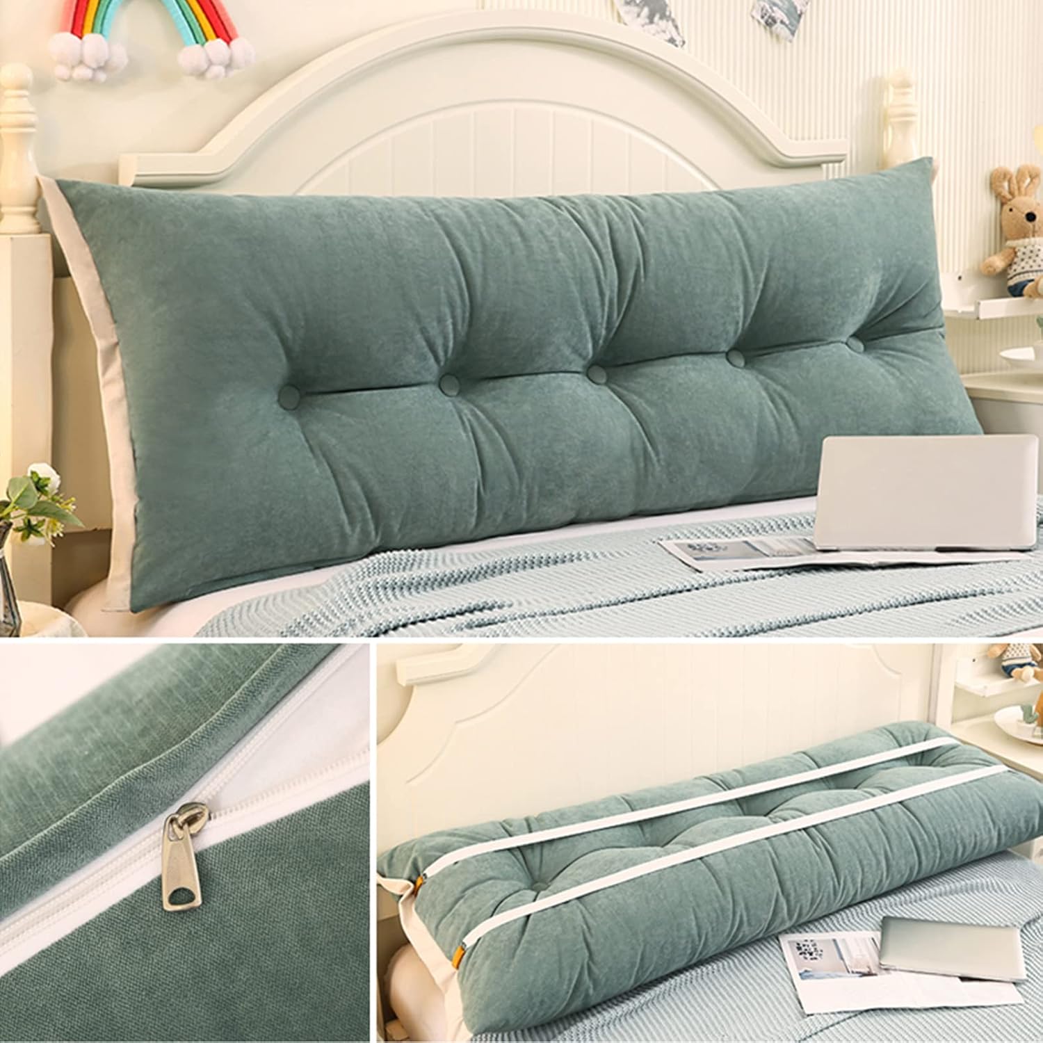 Almohadas rectangulares de cuña para cabecero, almohada de lectura, respaldo grande, para cabecero, cojín de apoyo tamaño King para dormitorio, sofá