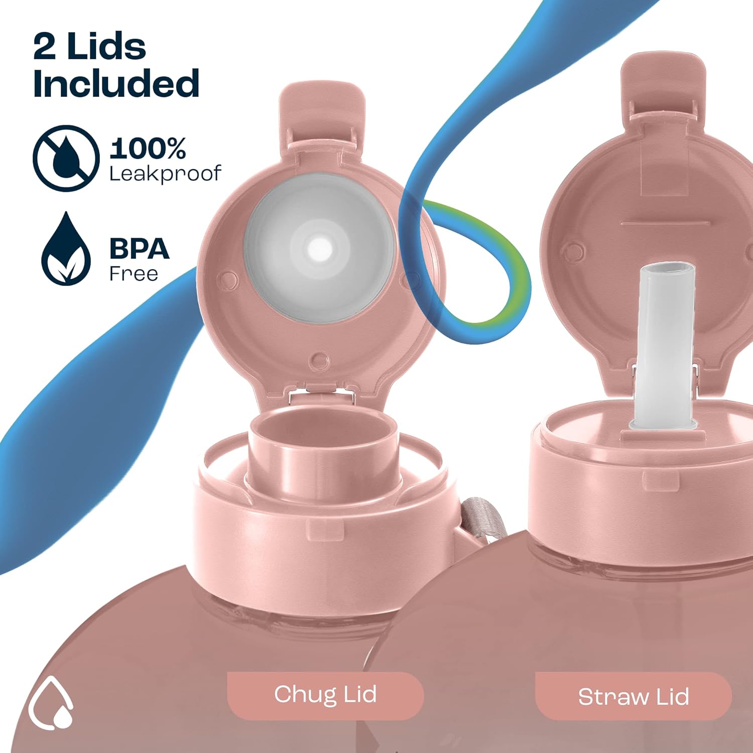 AQUAFIT Botella de agua de 1 galón con marcador de tiempo, botella de agua de 128 onzas con popote, botella de agua para el gimnasio, botella de