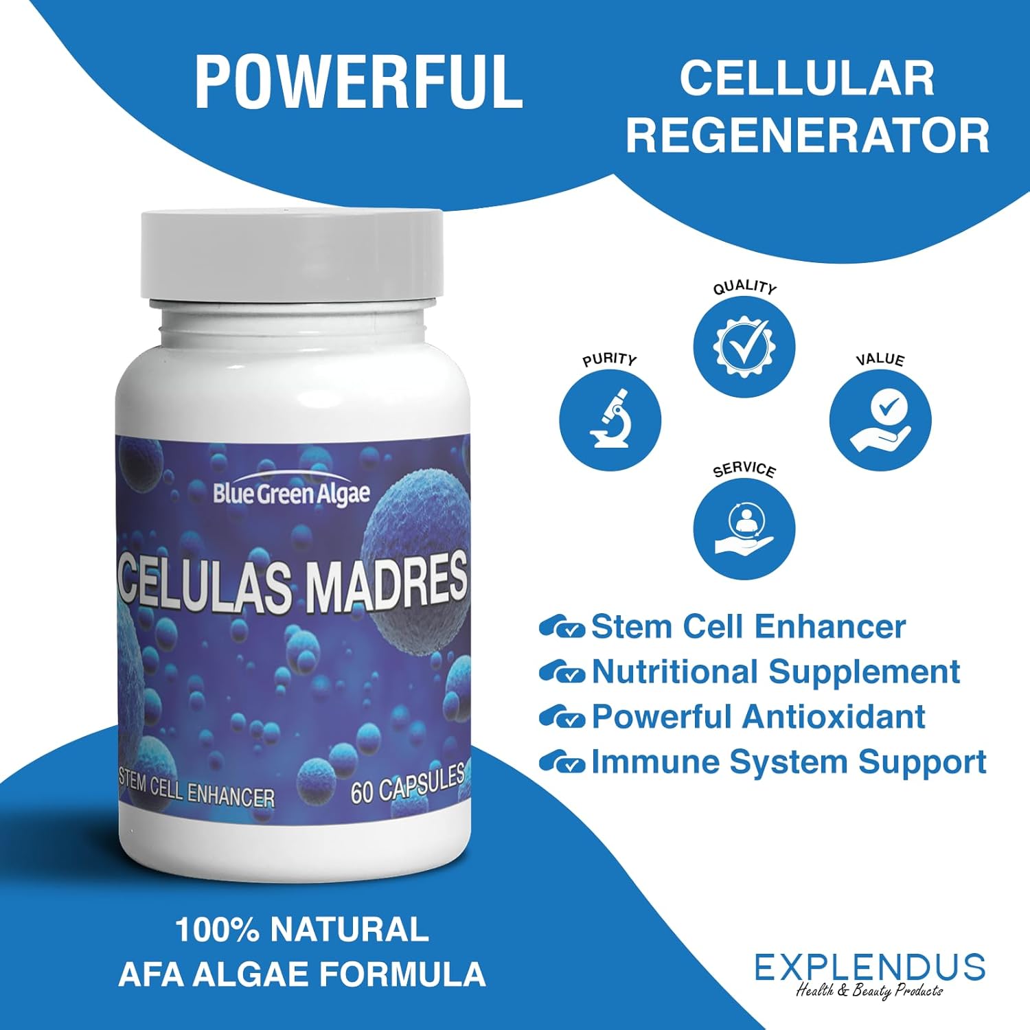 Celulas Madres – Suplemento de células madre para antienvejecimiento y longevidad, sin OMG, sin gluten, cápsulas vegetarianas, 60 unidades (3)