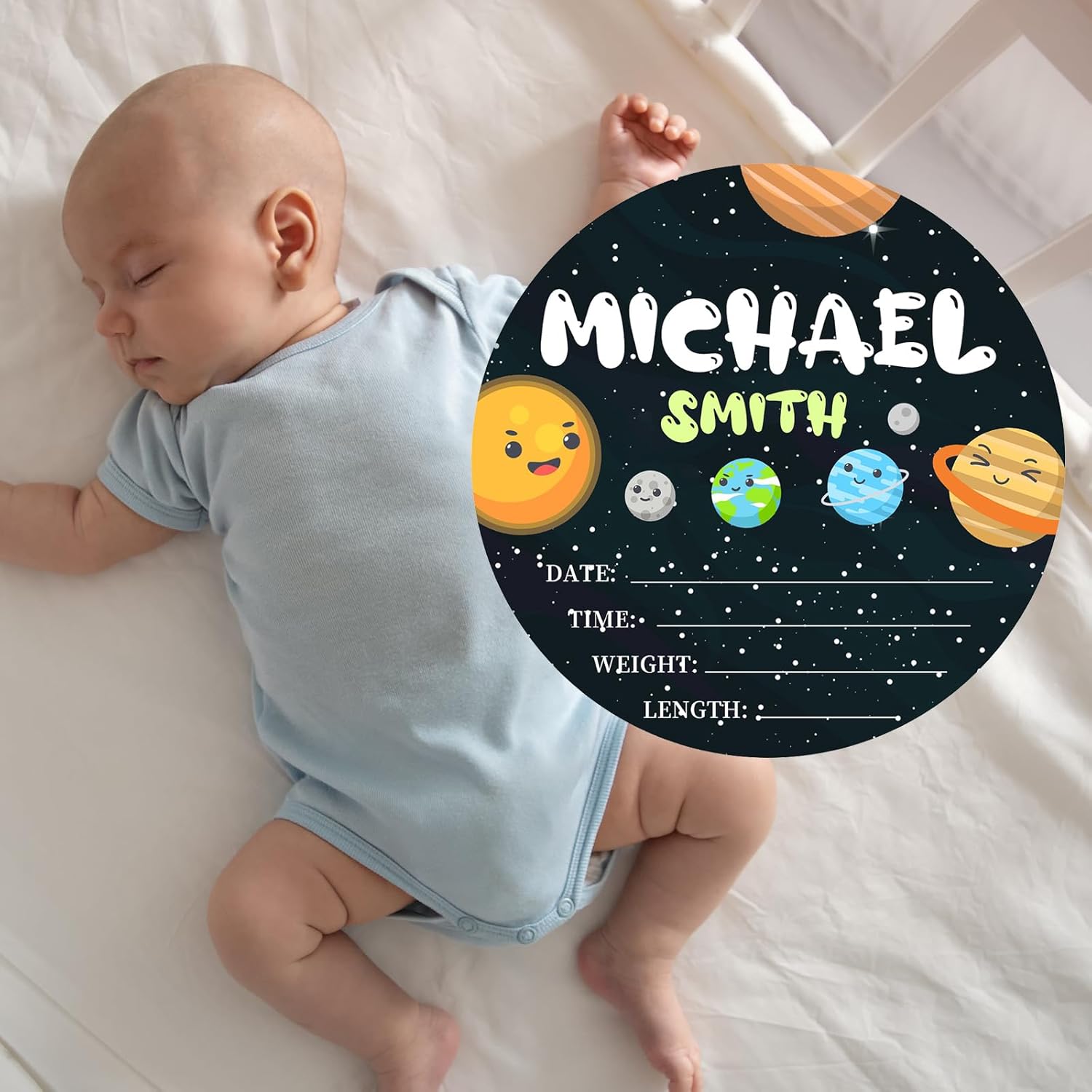 Letrero personalizado de anuncio de nacimiento de bebé, letreros personalizados con nombre de bebé para guardería, hospital, niño y niña, letrero de