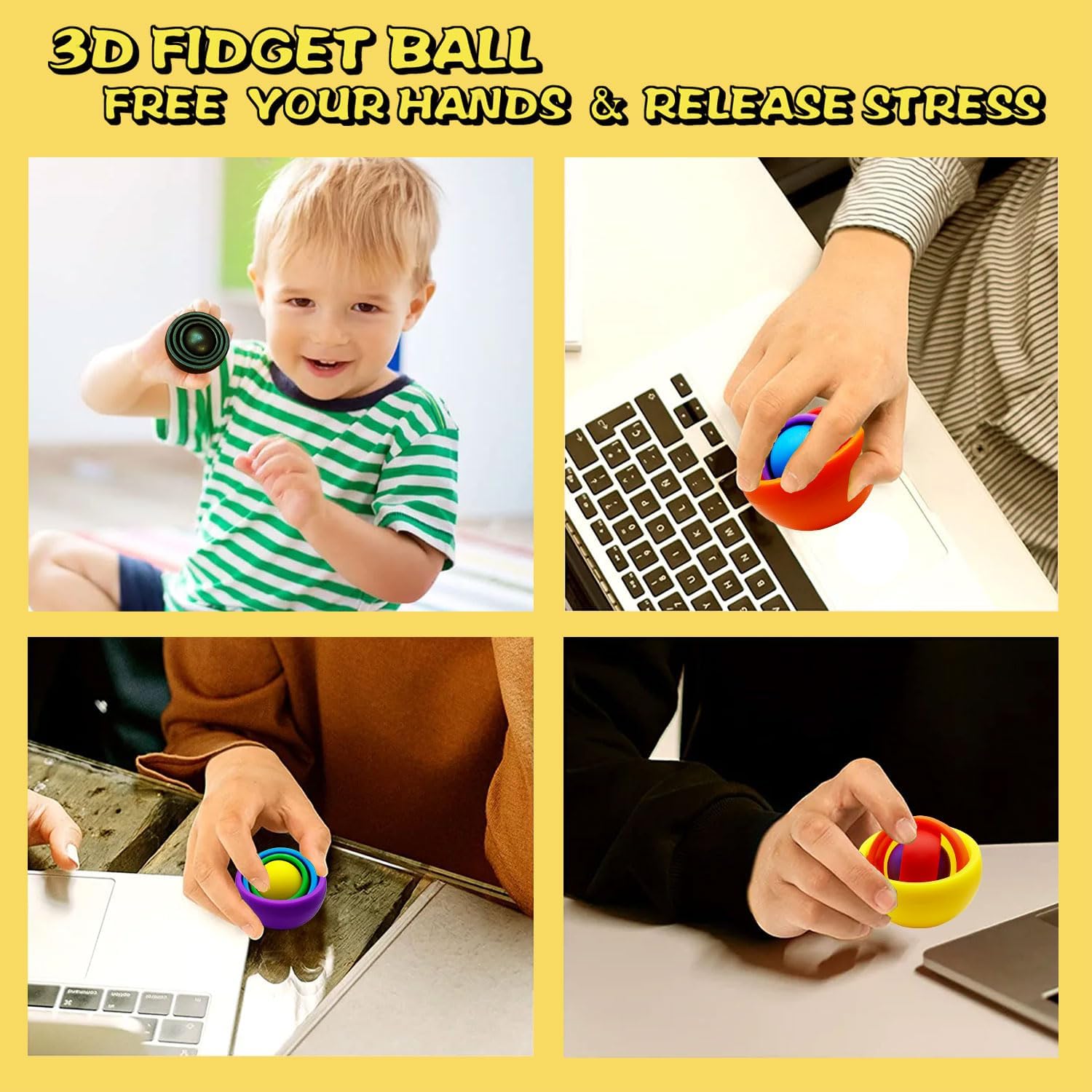 Paquete de 3 juguetes sensoriales para la ansiedad, bola giratoria 3D divertida con giro infinito, juguetes de giroscopio para niños y adultos,
