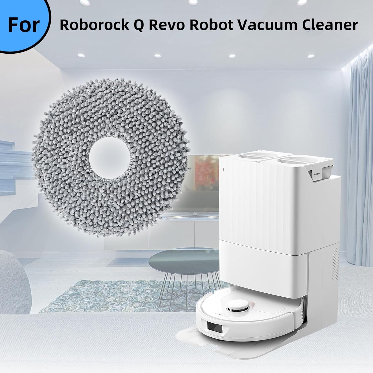 Paquete de 8 almohadillas de fregona compatibles con Roborock Q Revo Robot Aspirador, Juego de accesorios de repuesto de almohadillas de limpieza