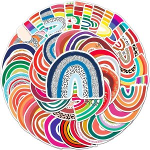 Calcomanías coloridas de arco iris para niñas, adolescentes, niños, calcomanías de vinilo impermeables de dibujos animados para frascos de laptop, Calcomanías coloridas de arco iris para niñas, adolescentes, niños, calcomanías de vinilo impermeables de dibujos animados para frascos de laptop,