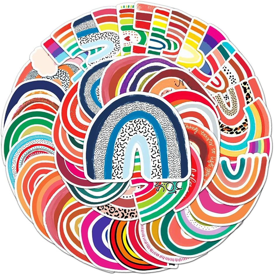 Calcomanías coloridas de arco iris para niñas, adolescentes, niños, calcomanías de vinilo impermeables de dibujos animados para frascos de laptop,