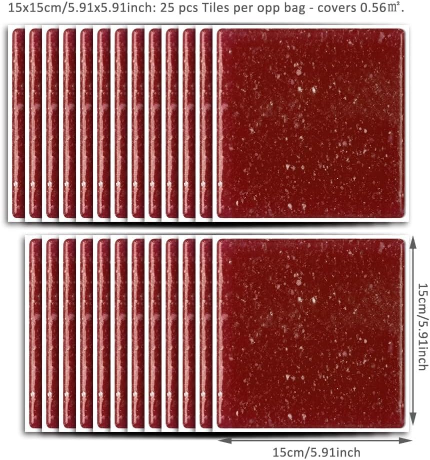 Azulejos de 25 hojas impermeables para despegar y pegar, para cocina, creatividad, azulejos, azulejos autoadhesivos, azulejos de pared, azulejos de