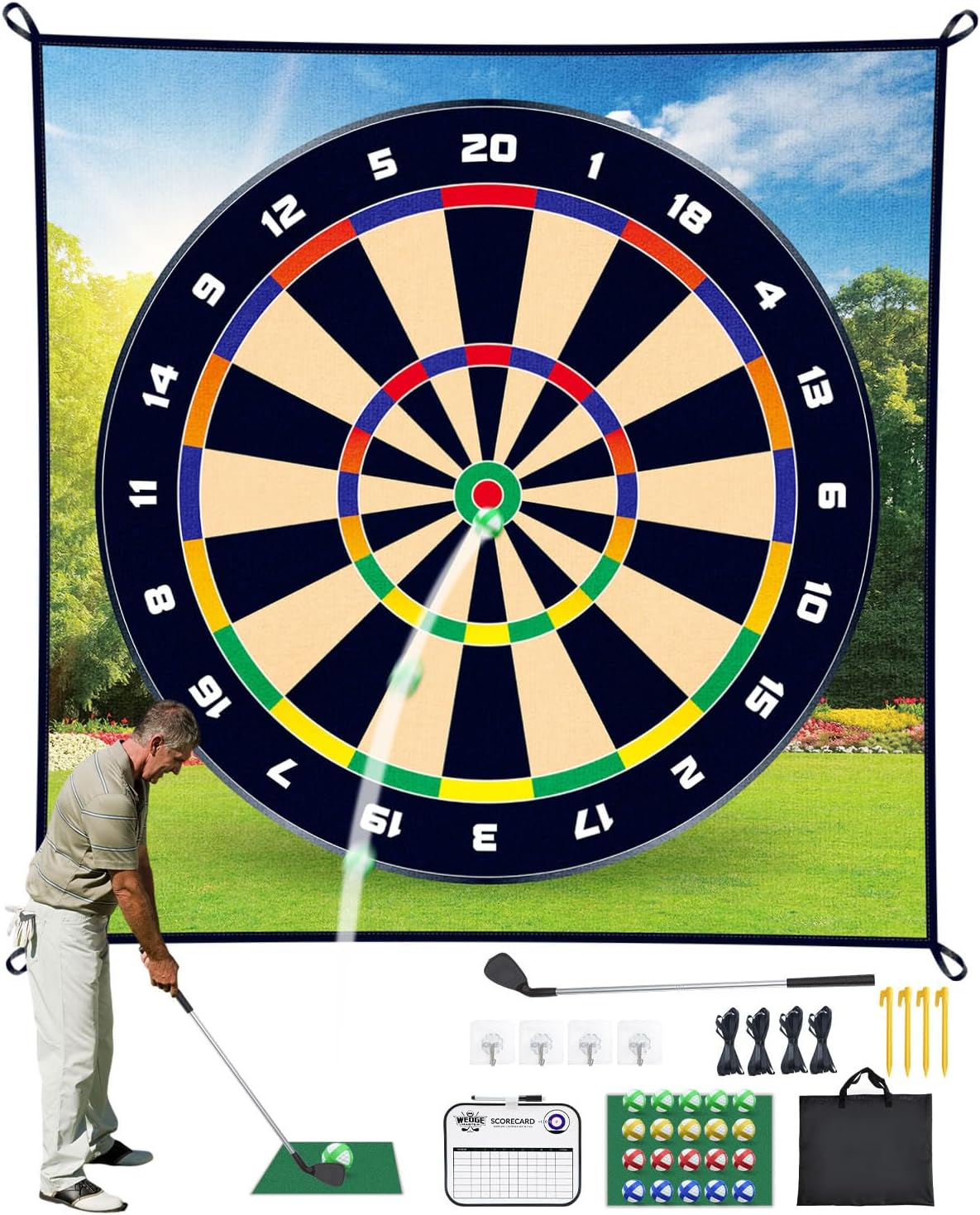 Alfombrilla de juego de golf de astillado de 6 pies x 4 pies, juegos para interiores y exteriores, para adultos y niños, verde para poner golf,
