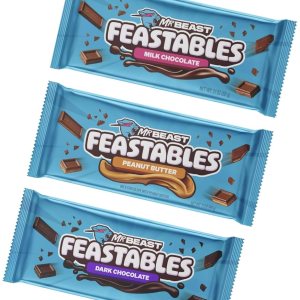 Festeables Mr Beast – Barras de chocolate, mantequilla de maní, chocolate negro y chocolate con leche (paquete de 3) FANTASTY MALL Festeables Mr Beast – Barras de chocolate, mantequilla de maní, chocolate negro y chocolate con leche (paquete de 3) FANTASTY MALL