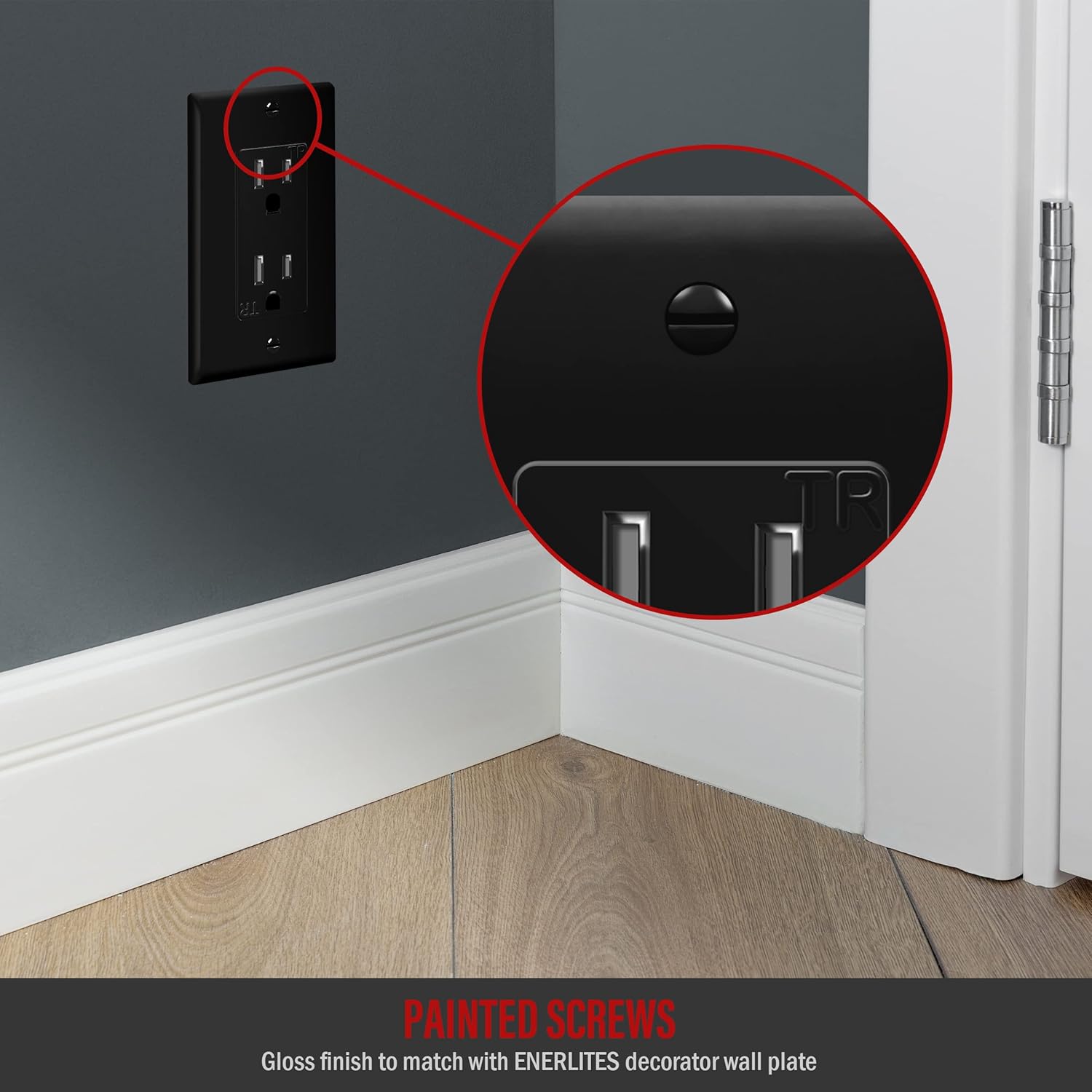 ENERLITES Tornillos de repuesto para placa de pared decorativa, tornillos de cabeza ovalada de 516 pulgadas de longitud, acabado brillante pintado,