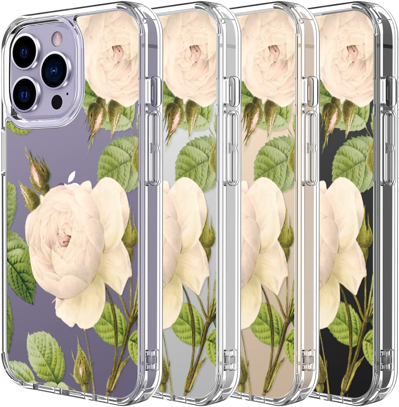 LUHOURI Funda para iPhone 15 Pro Max con protector de pantalla – Funda transparente – Diseños de moda para mujeres y niñas – Funda protectora