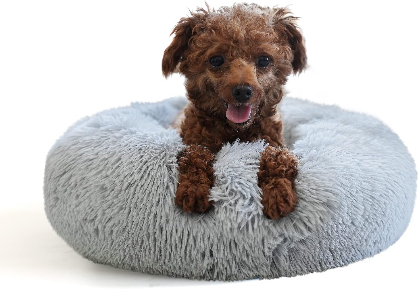 Cama para perros pequeños, cama mullida para cachorros, lavable, dona, antideslizante, 15 pulgadas