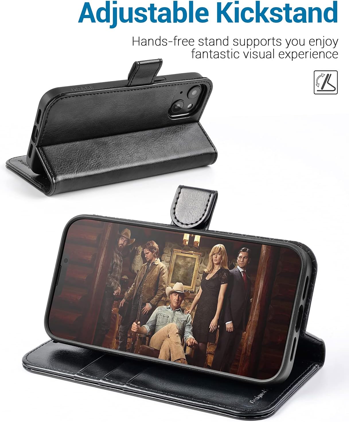 OCASE Funda tipo cartera compatible con iPhone 13, funda tipo cartera de piel sintética con tarjeteros, soporte de bloqueo RFID carcasa interior de