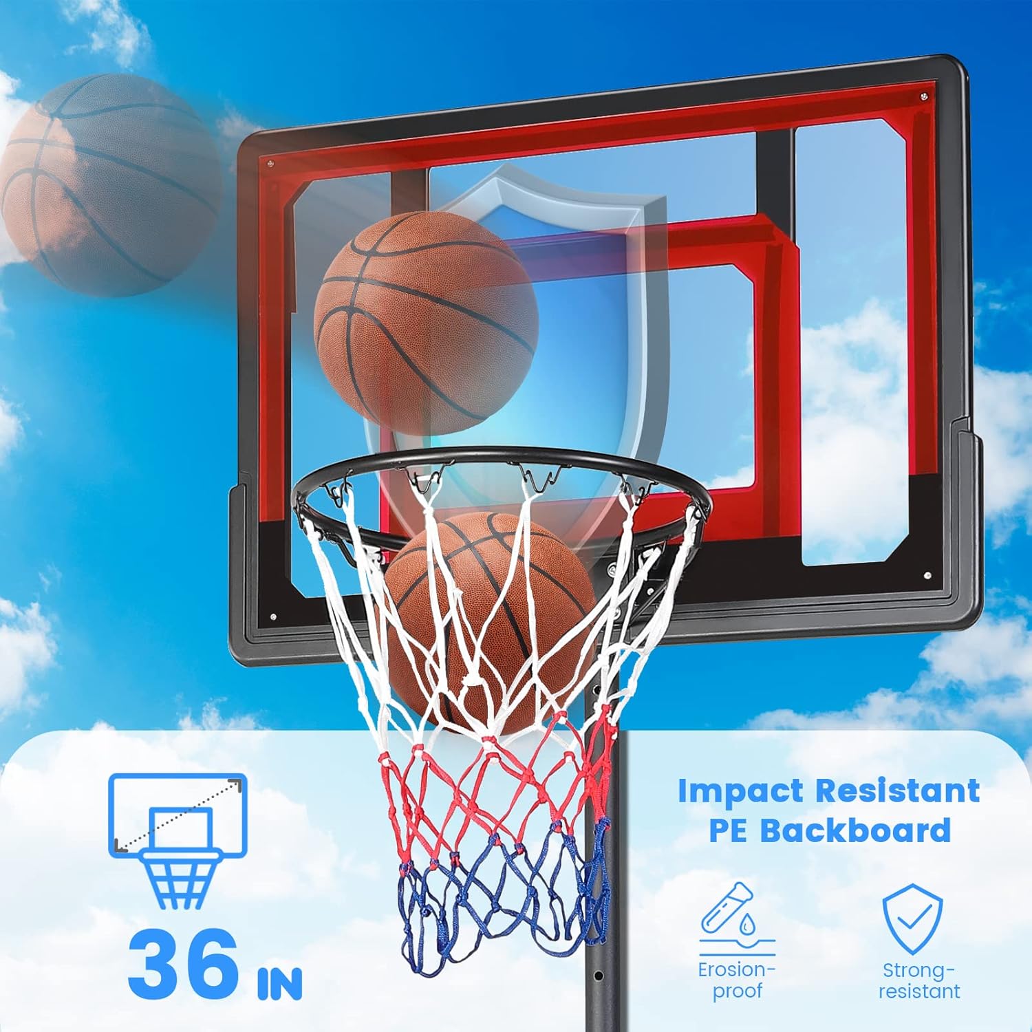 Basketball Hoop Outdoor Kids Basketball Goal,Height Adjustable&Protable Basketballl Count for Outdoor Sport